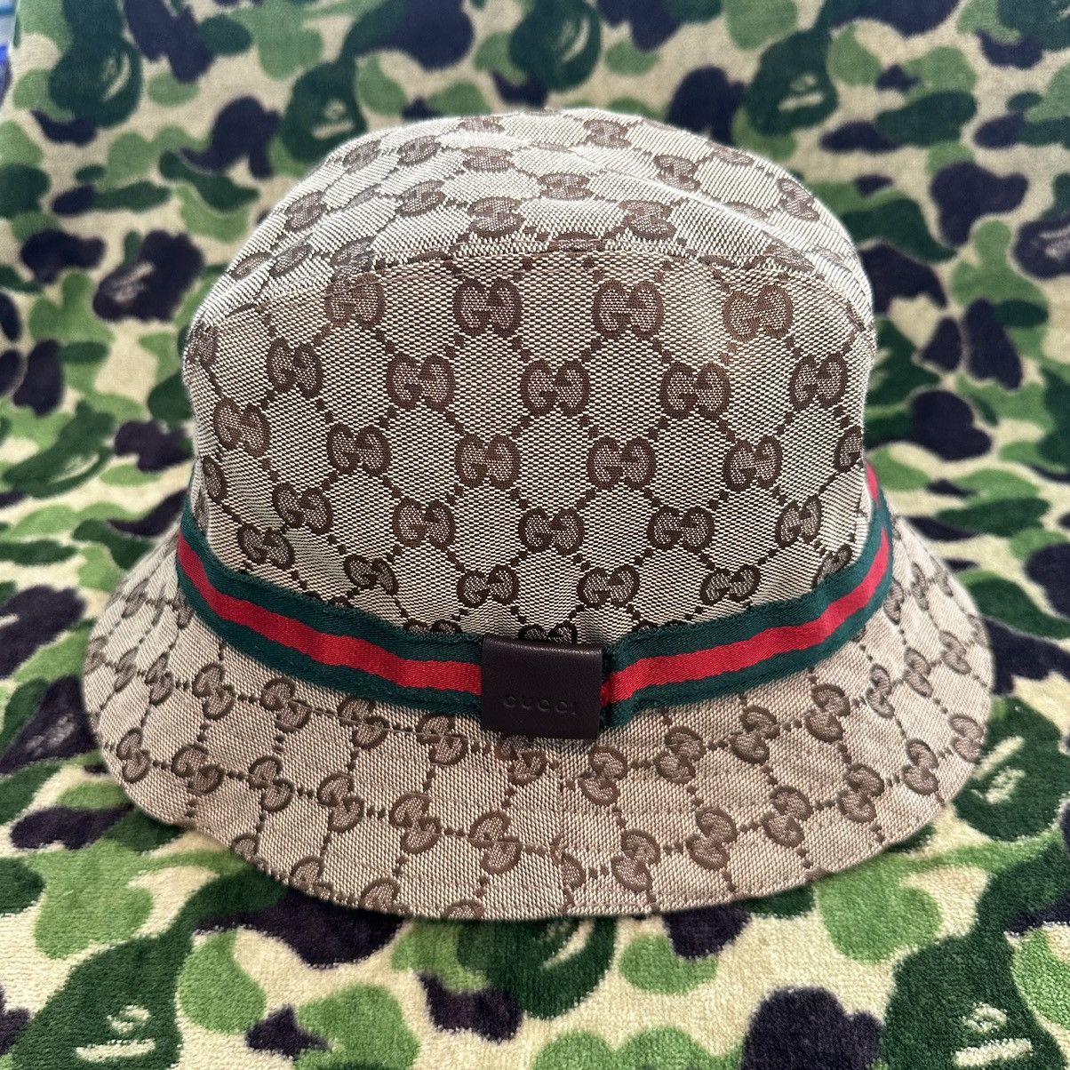 Vintage GUCCI GG MONOGRAM CANVAS BUCKET HAT M Size ONE SIZE - 2 Thumbnail