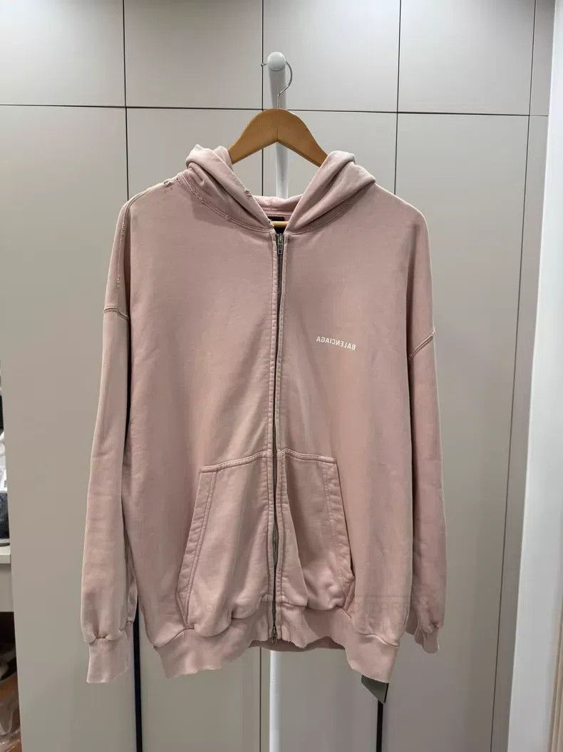 Balenciaga Balenciaga Pink Front and Back Letter Logo Zip-up Hoodie Size US M / EU 48-50 / 2 - 1 Thumbnail