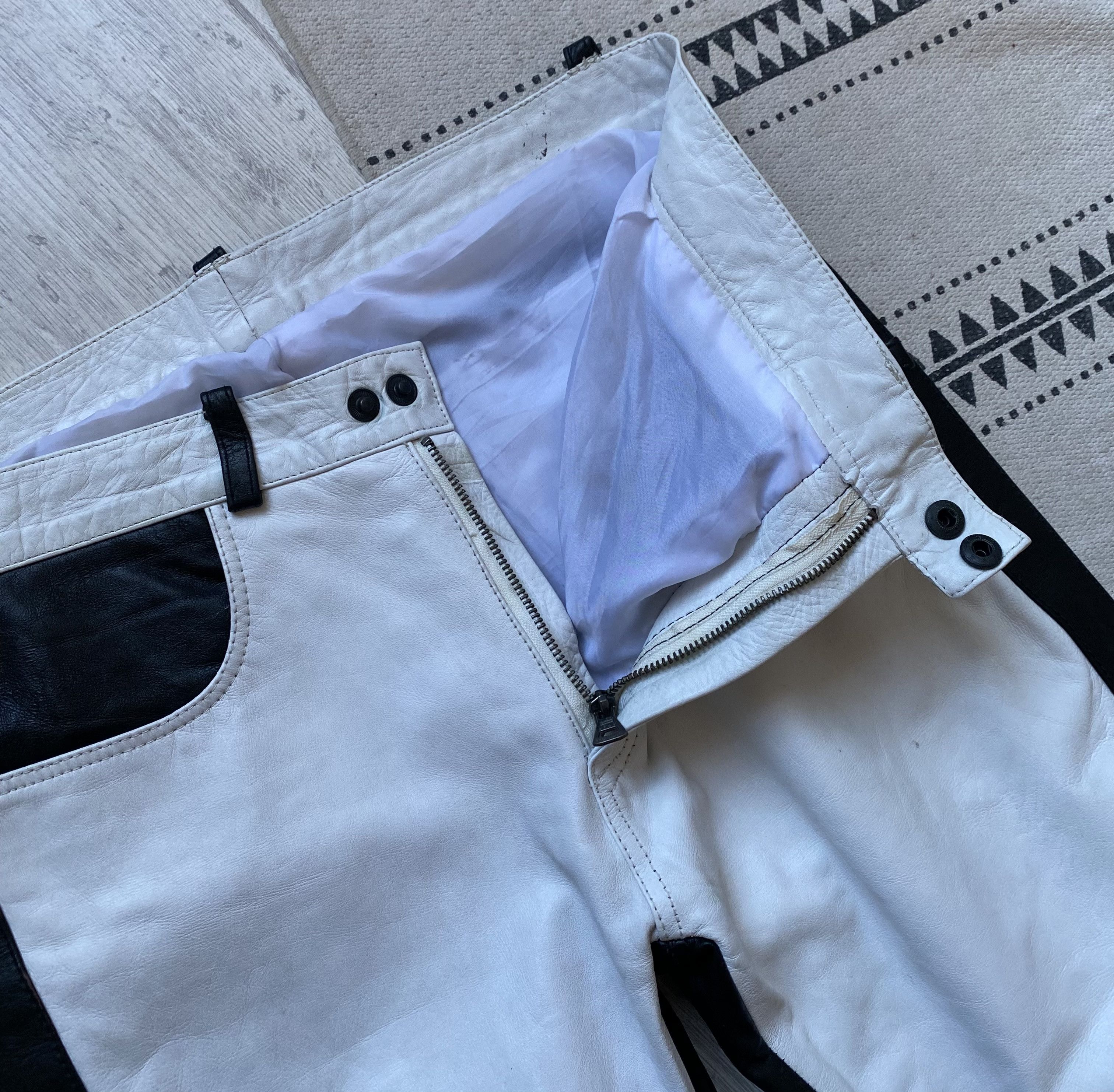 Genuine Leather 🏍️ Vintage Avant-garde Real leather pants slim Punk Size US 34 / EU 50 - 11 Thumbnail