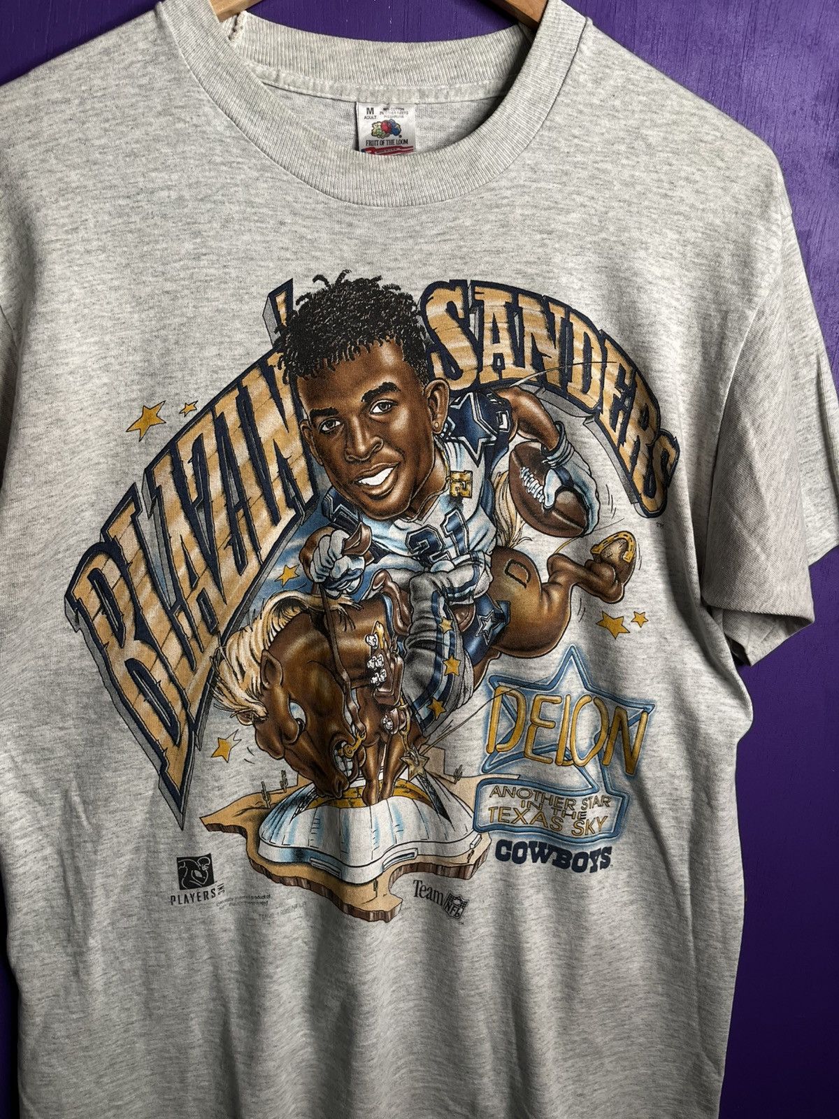 NFL × Vintage Vintage 90s Cowboys Deion sanders blazing t-shirt Size US M / EU 48-50 / 2 - 3 Thumbnail