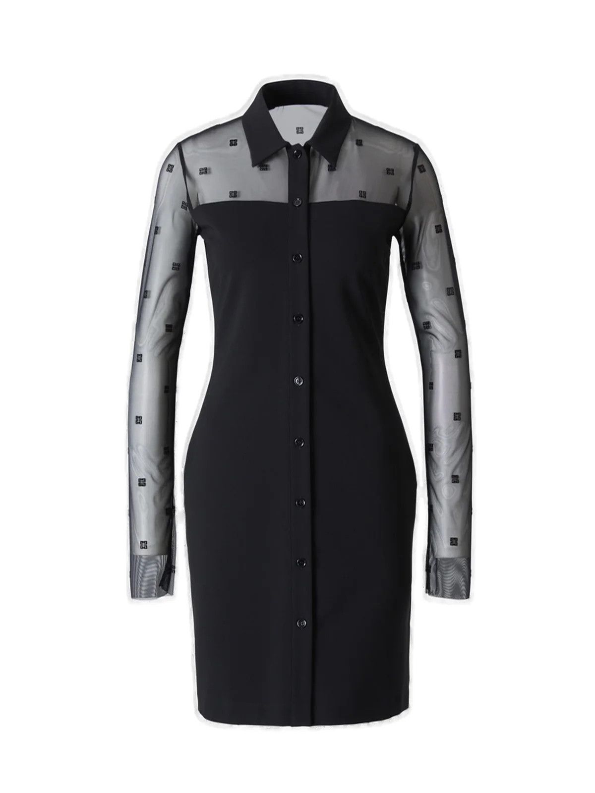 Givenchy o1w1db10325 Transparent 4G And Shirt Dress in Black Size XS / US 0-2 / IT 36-38 - 1 Thumbnail