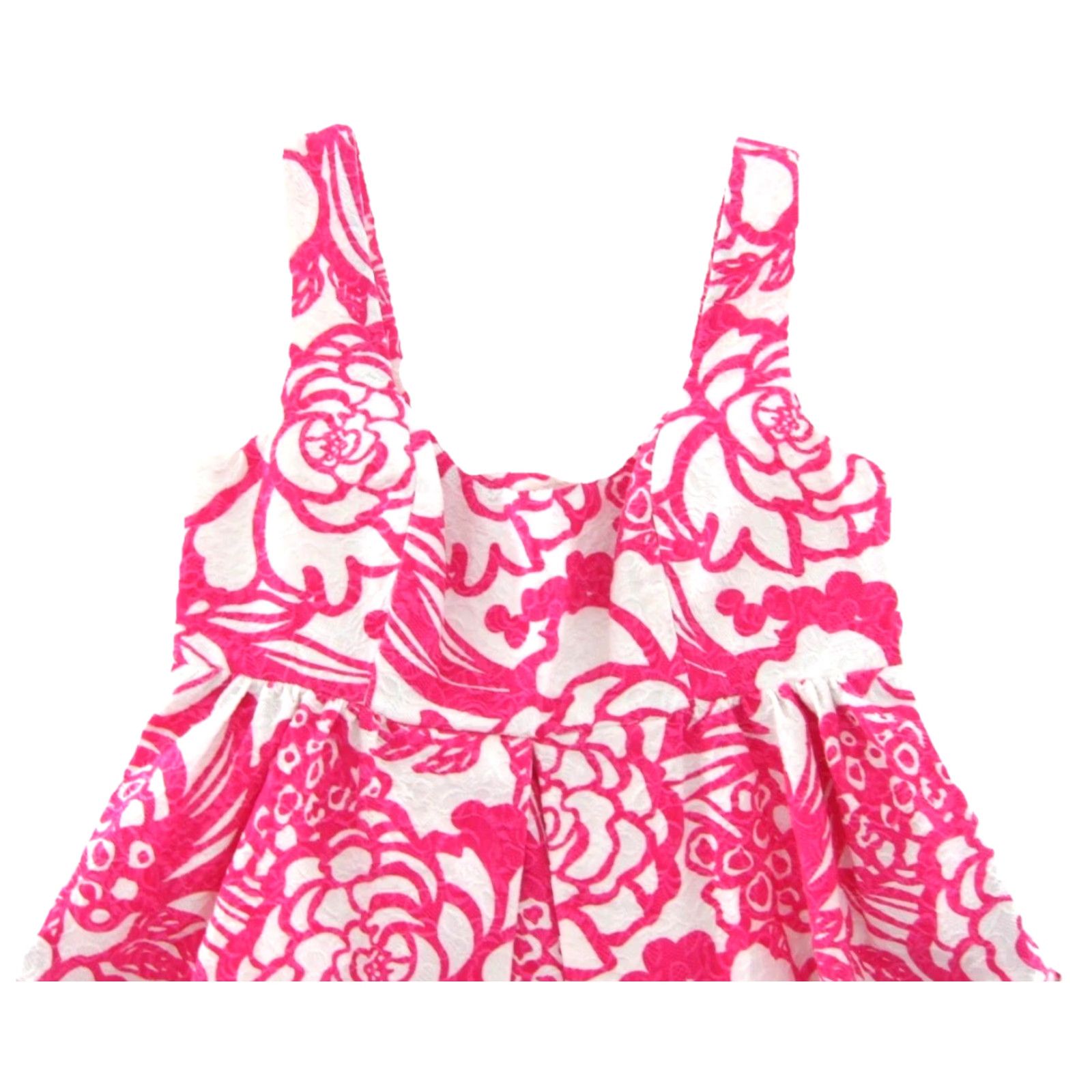 Anthropologie Vanessa Virginia Anthropologie Pink White Floral Pocket Fit Flare Apron Dress 2 Size XS / US 0-2 / IT 36-38 - 4 Thumbnail