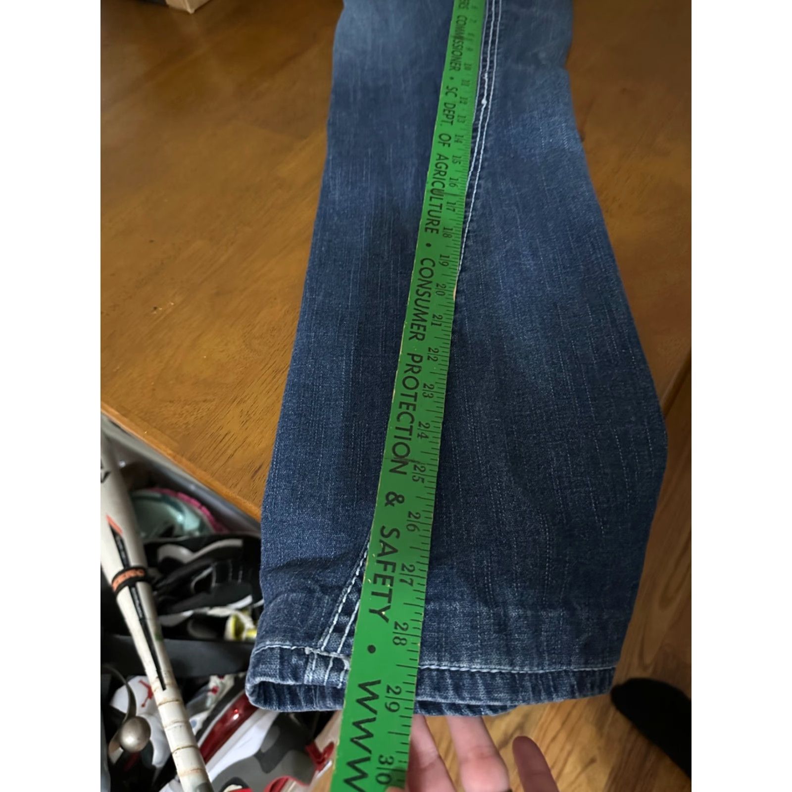 True Religion Womens True Religion Disco Joey Big T Jeans Med Wash Sz 28 Denim Jeans Straight Leg 28 X 29 Womens USA Denim Size 28" / US 6 / IT 42 - 6 Thumbnail