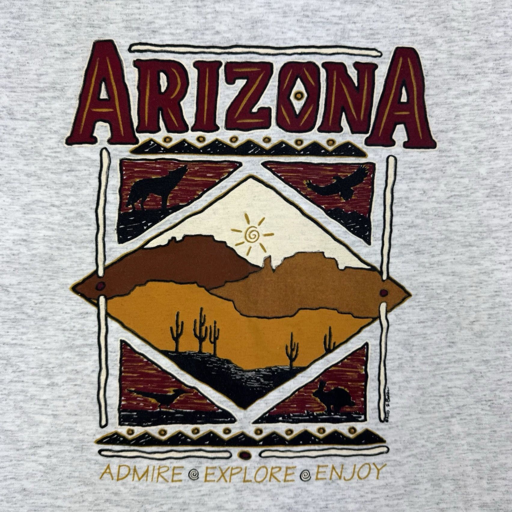 Vintage VINTAGE Arizona Nature T-Shirt Adult 2XL Gray Outdoor Desert 90s US Made Mens Size US XXL / EU 58 / 5 - 2 Thumbnail