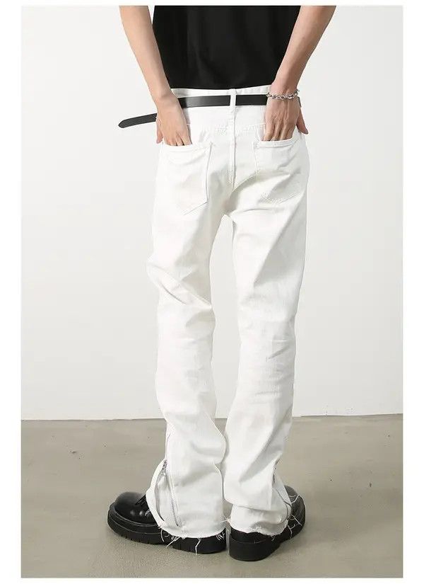 Japanese Brand Men's loose straight raw edge casual flared jeans Size US 32 / EU 48 - 4 Thumbnail