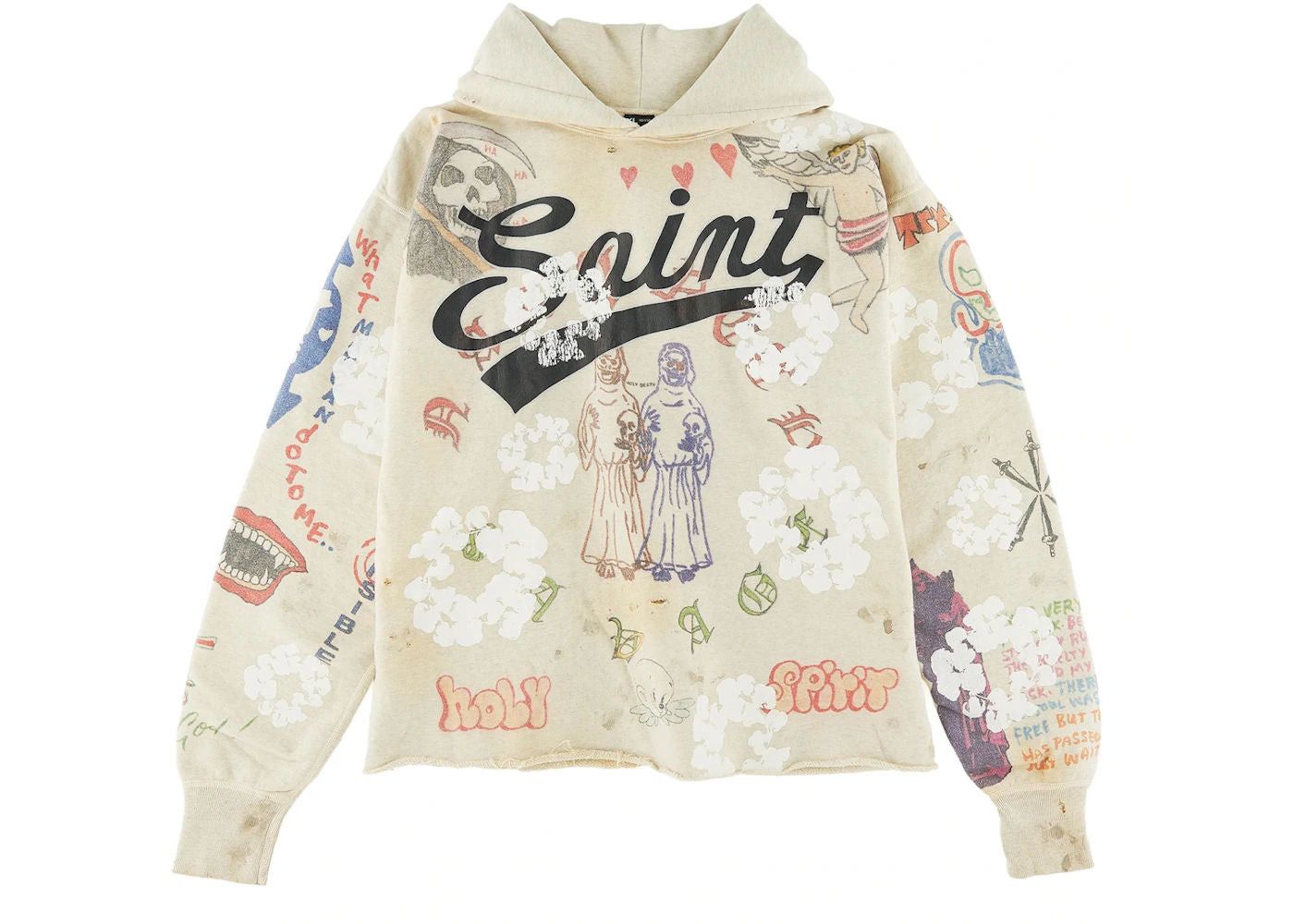 Saint Michael Saint Mxxxxxx x Denim Tears Graffiti Hoodie Grey Size US XL / EU 56 / 4 - 1 Thumbnail