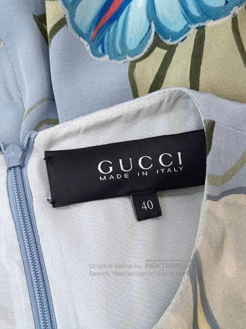 Gucci Gucci Blue printed silk dress Size S / US 4 / IT 40 - 4 Thumbnail