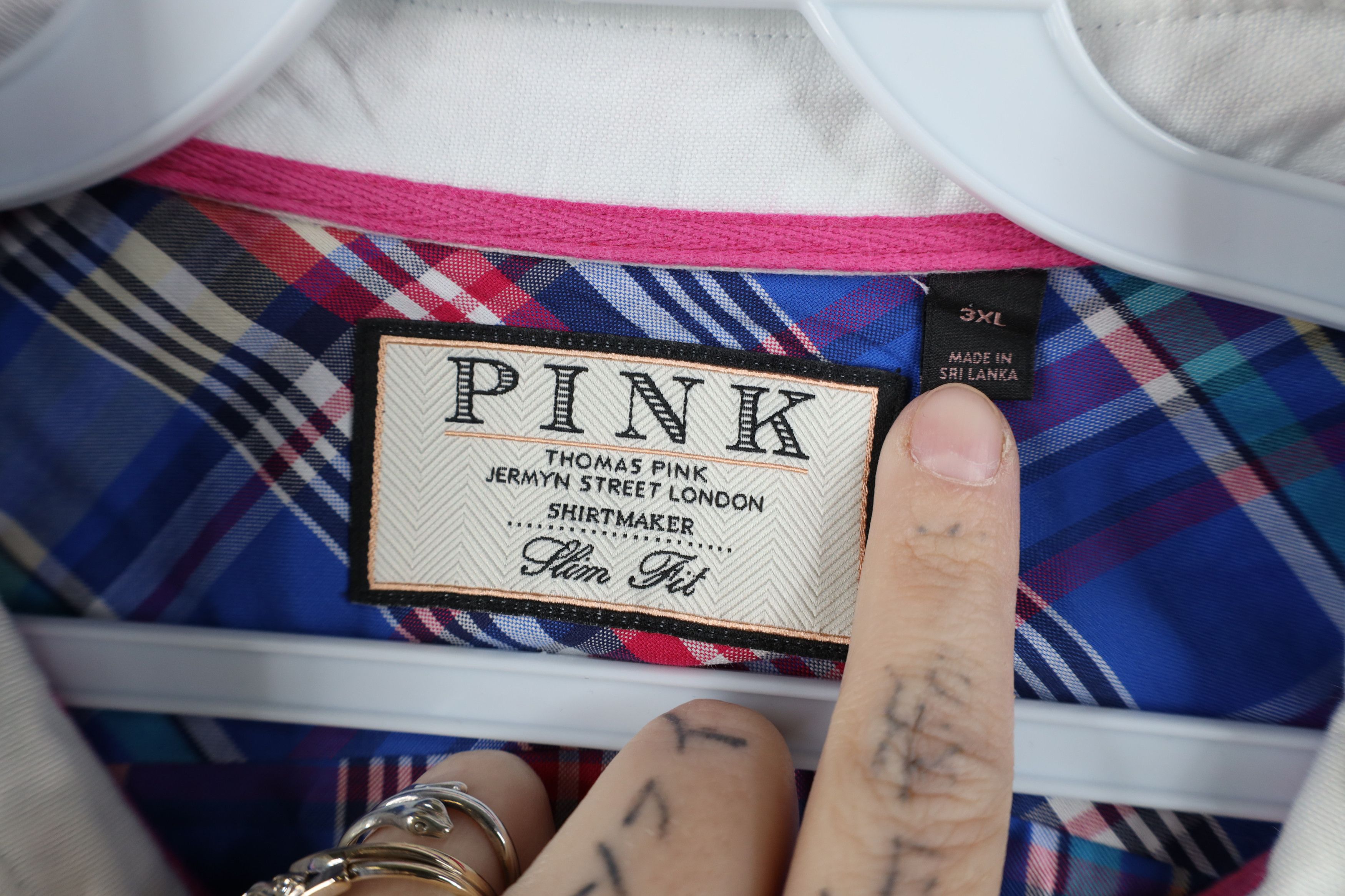 Vintage Thomas Pink Madras Plaid Collared Button Shirt Cotton Size US XXL / EU 58 / 5 - 8 Thumbnail