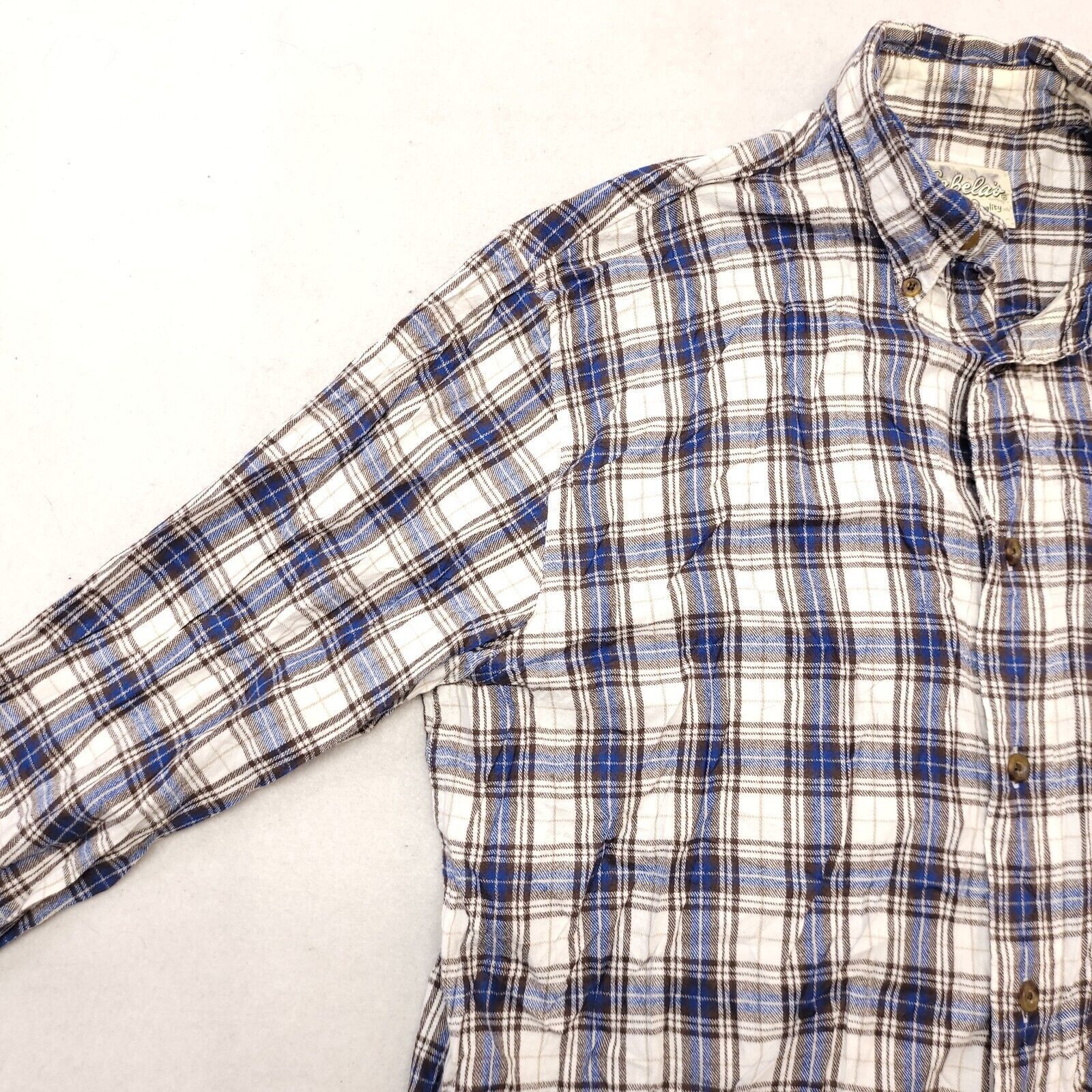 Cabelas Cabelas Tartan Flannel Shirt Adult Mens Size M White Blue Size US M / EU 48-50 / 2 - 4 Thumbnail