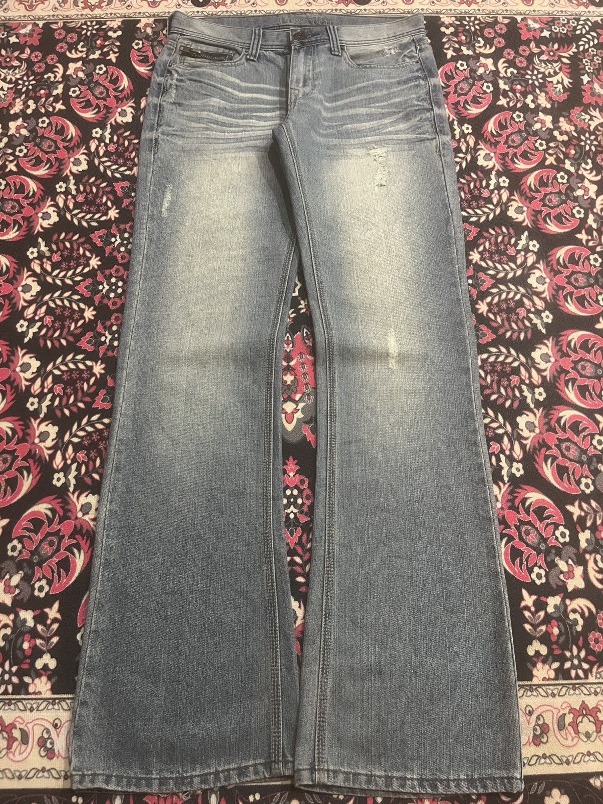 A$AP Rocky × Guess Vintage Guess Dark Grey Washed Whisker Distressed Flare Jean Size US 30 / EU 46 - 1 Thumbnail