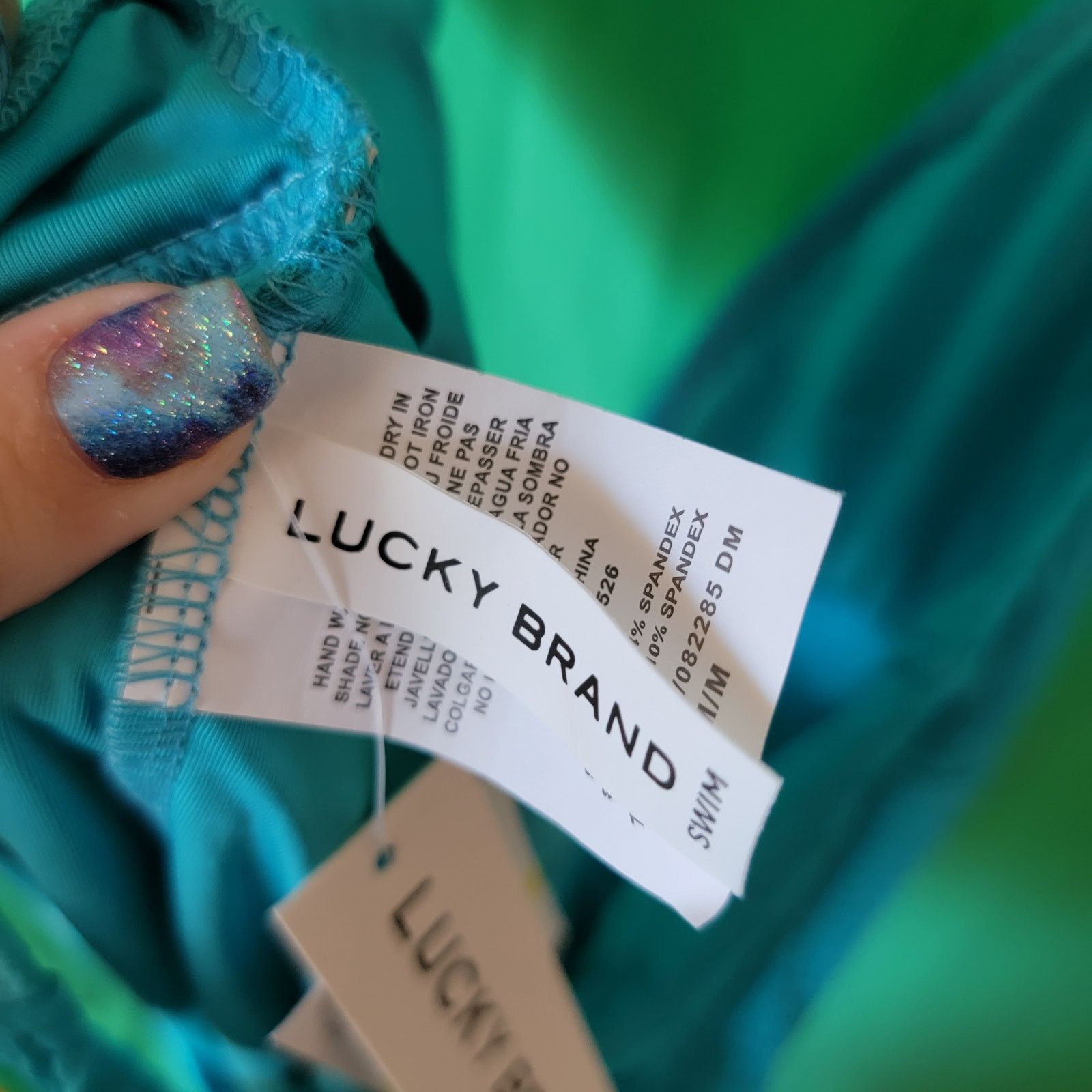 Lucky Brand Teal Wave Lace-Up Deep V-Neck One Piece Swimsuit Size Medium Size ONE SIZE - 9 Thumbnail