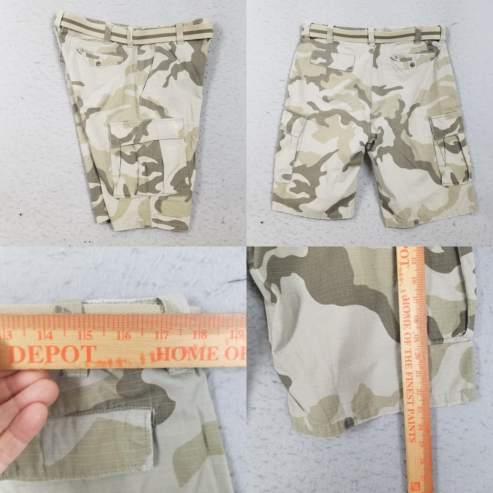 Vintage Grizzly Cargo Shorts Mens 36 Beige Camo Ripstop Outdoor Hiking Belted Cotton Size US 36 / EU 52 - 8 Thumbnail