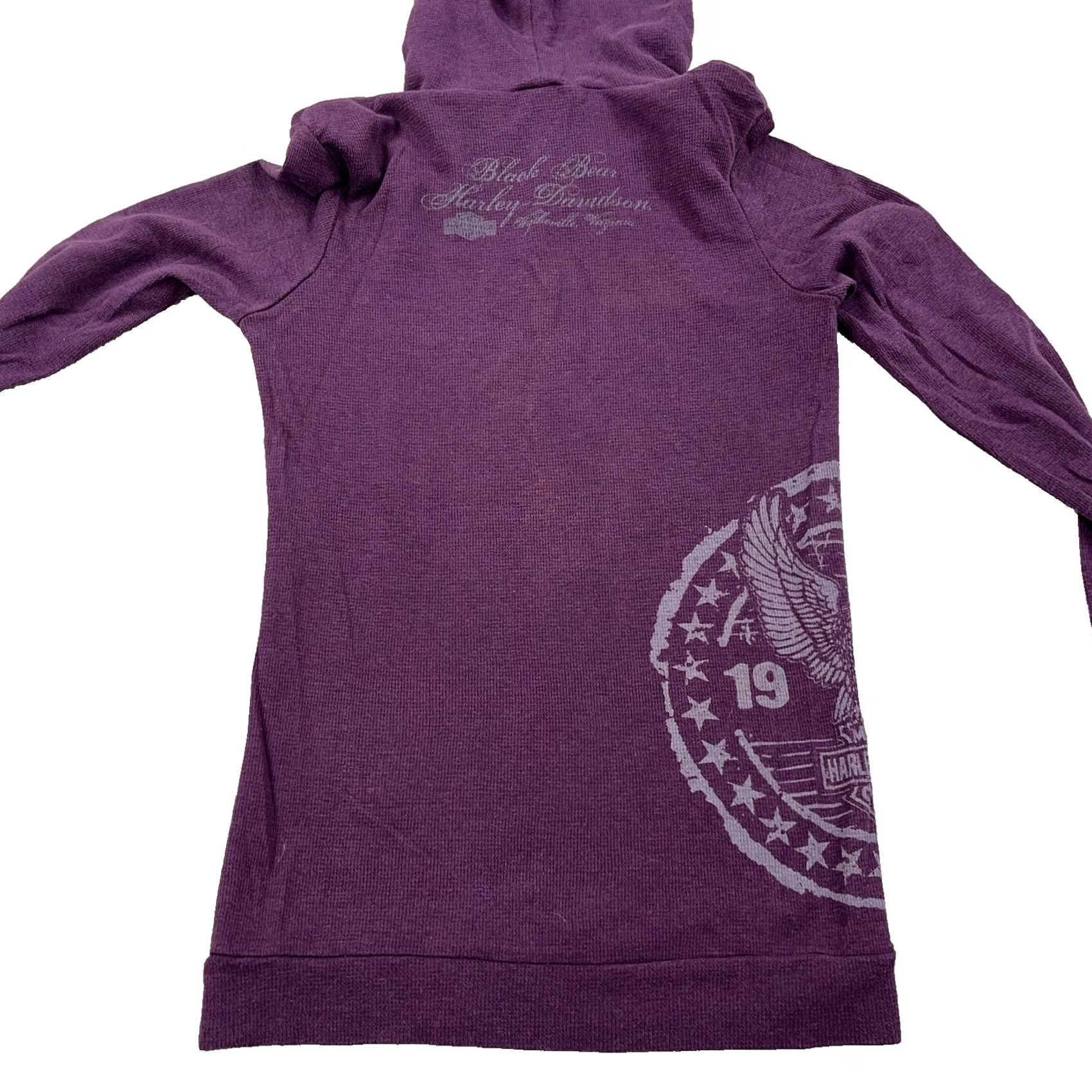 Harley Davidson Vintage Harley-Davidson Shirt Women Medium Purple Thermal Hoodie Waffle Knit Size M / US 6-8 / IT 42-44 - 2 Thumbnail