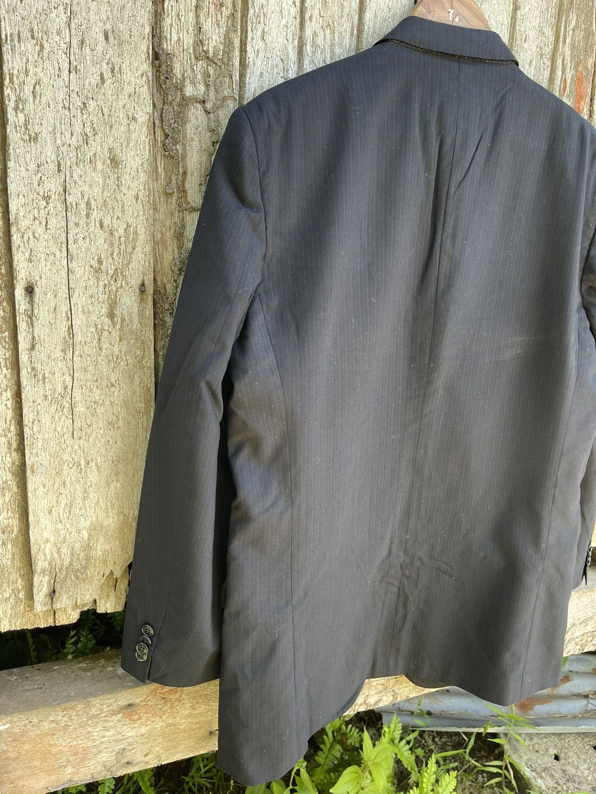 Kansai Yamamoto SISSY by Kansai Yamamoto Black Pinstripe Blazer Vintage 1990 Size 42R - 8 Thumbnail