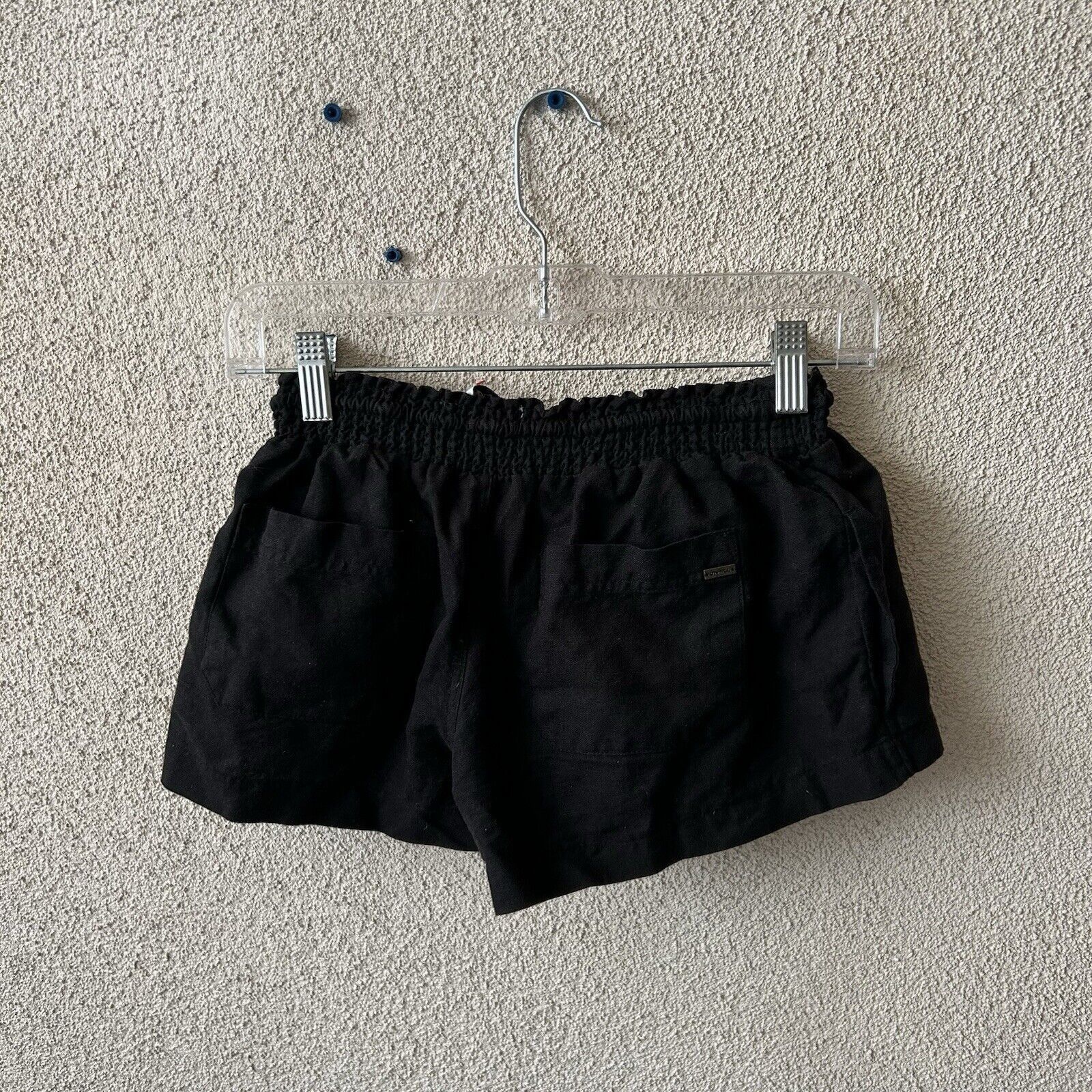 O'Neill O'NEILL Womens Black Solid Shorts Linen Blend Elastic Waist Size 26" / US 2 / IT 38 - 6 Thumbnail