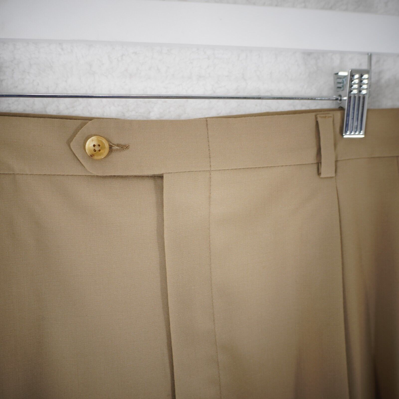 Burberry Burberry London Tan Pleated CUffed Wool High Rise Dress Pant Size 40R - 3 Thumbnail