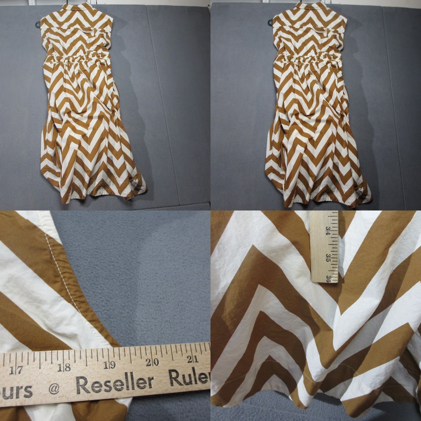 Anthropologie Maeve Shirt Dress Womens 1X Brown Geometric Chevron Sleeveless Midi Drawstring Size XL / US 12-14 / IT 48-50 - 8 Thumbnail