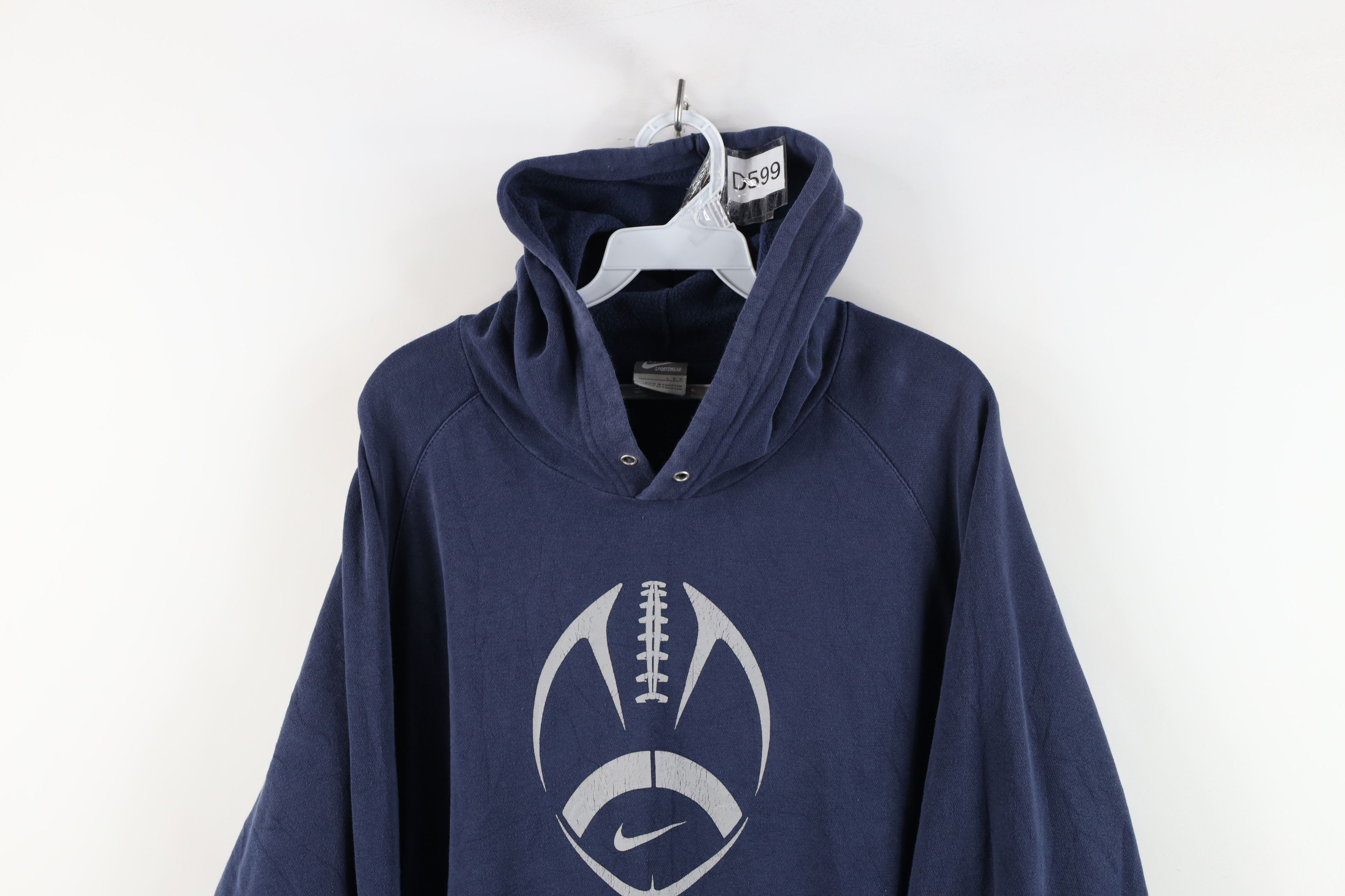 Nike × Vintage Vintage Nike Football Travis Scott Center Swoosh Hoodie Blue Size US L / EU 52-54 / 3 - 2 Thumbnail