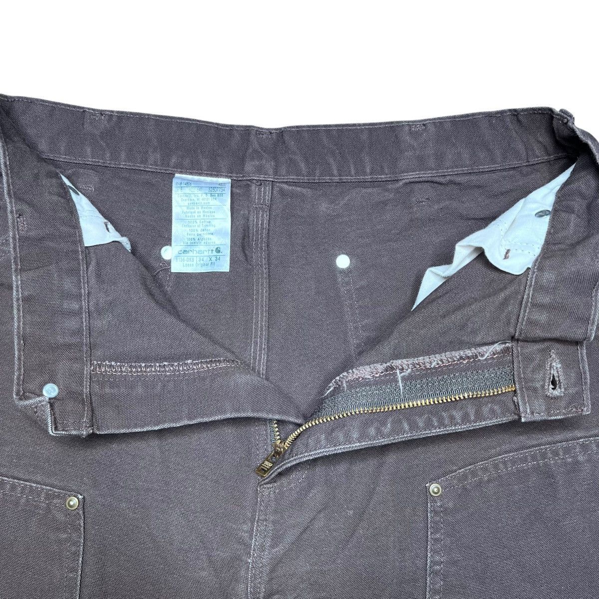 Carhartt × Vintage 2000s Carhartt Brown Double Knee Carpenter Dungaree Pants Size US 33 - 3 Thumbnail