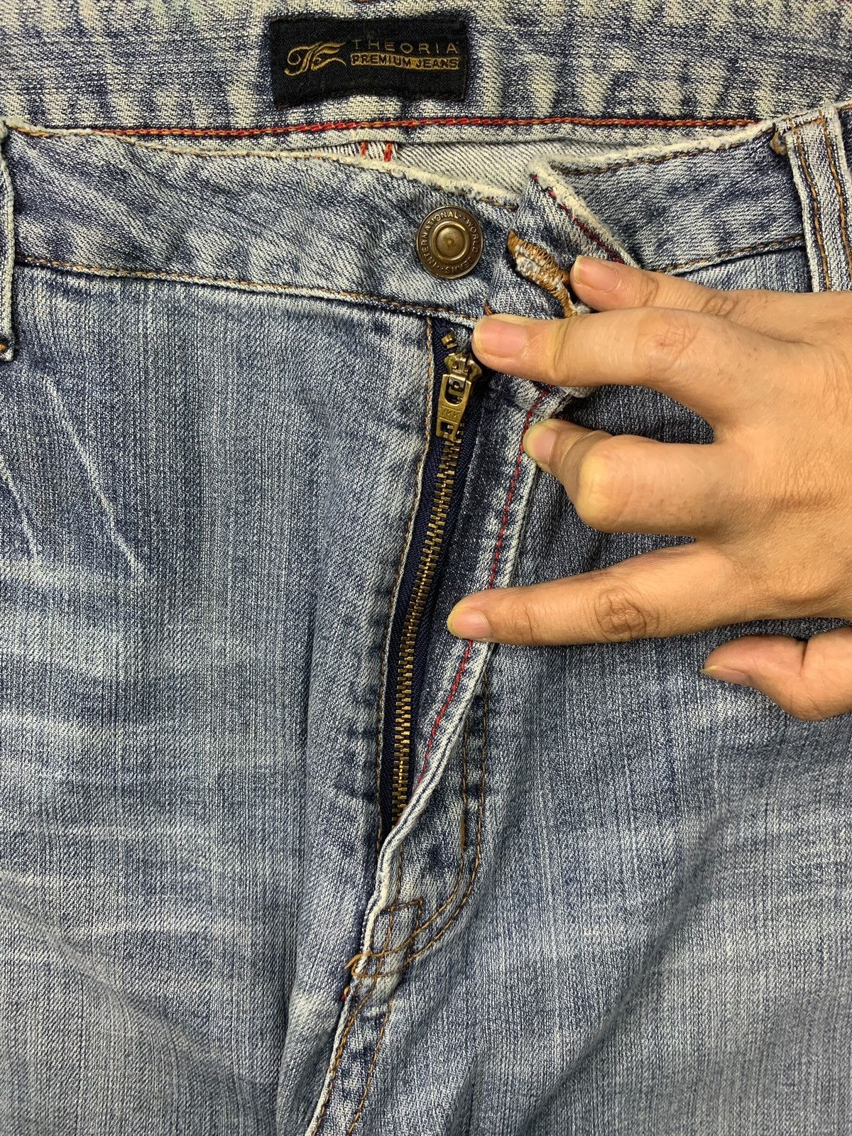 Japanese Brand SALES🔥Vintage Japanese Brand Blue Wash Distress Flare Jeans Size 35" - 3 Thumbnail