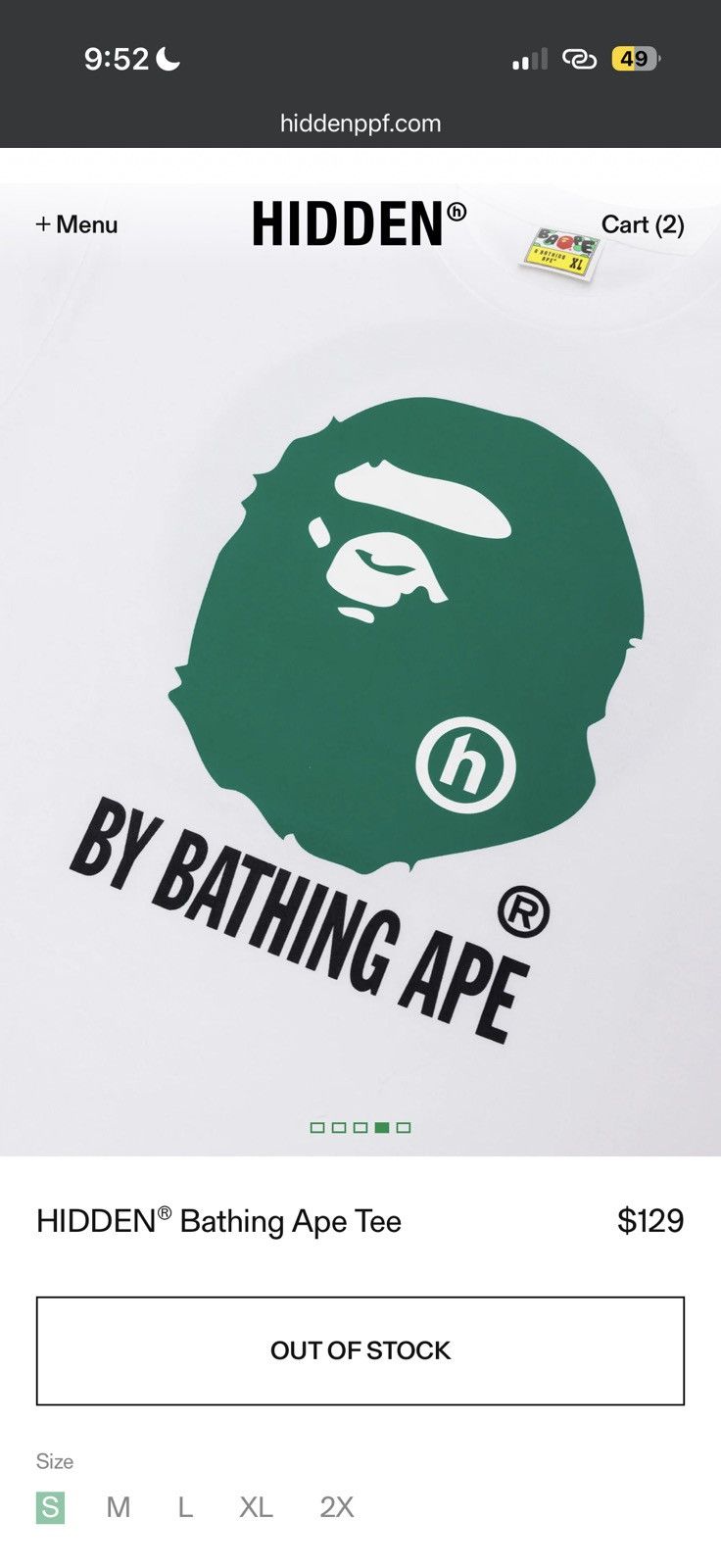 Bape BAPE X HIDDEN BATHING APE TEE - XL - WHITE Size US XL / EU 56 / 4 - 5 Thumbnail