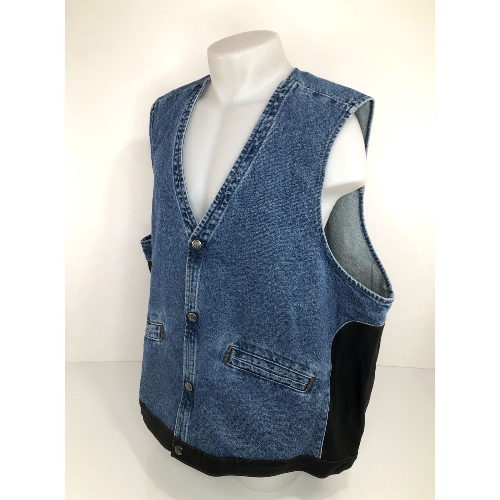 Harley Davidson HARLEY DAVIDSON Biker Denim Vest Mens 3XL Leather Trim Snap Closure Size US XXL / EU 58 / 5 - 2 Thumbnail