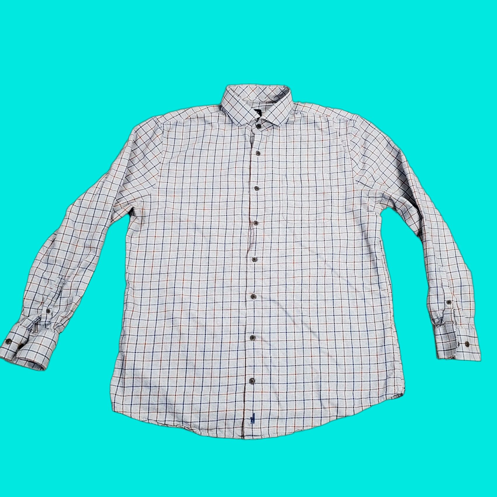 johnnie-O johnnie-O Shirt Mens L Gray Top Shelf Button Up Long Sleeve Plaid Check Collared Cotton Lightweight Casual Vintage No Size US L / EU 52-54 / 3 - 1 Thumbnail