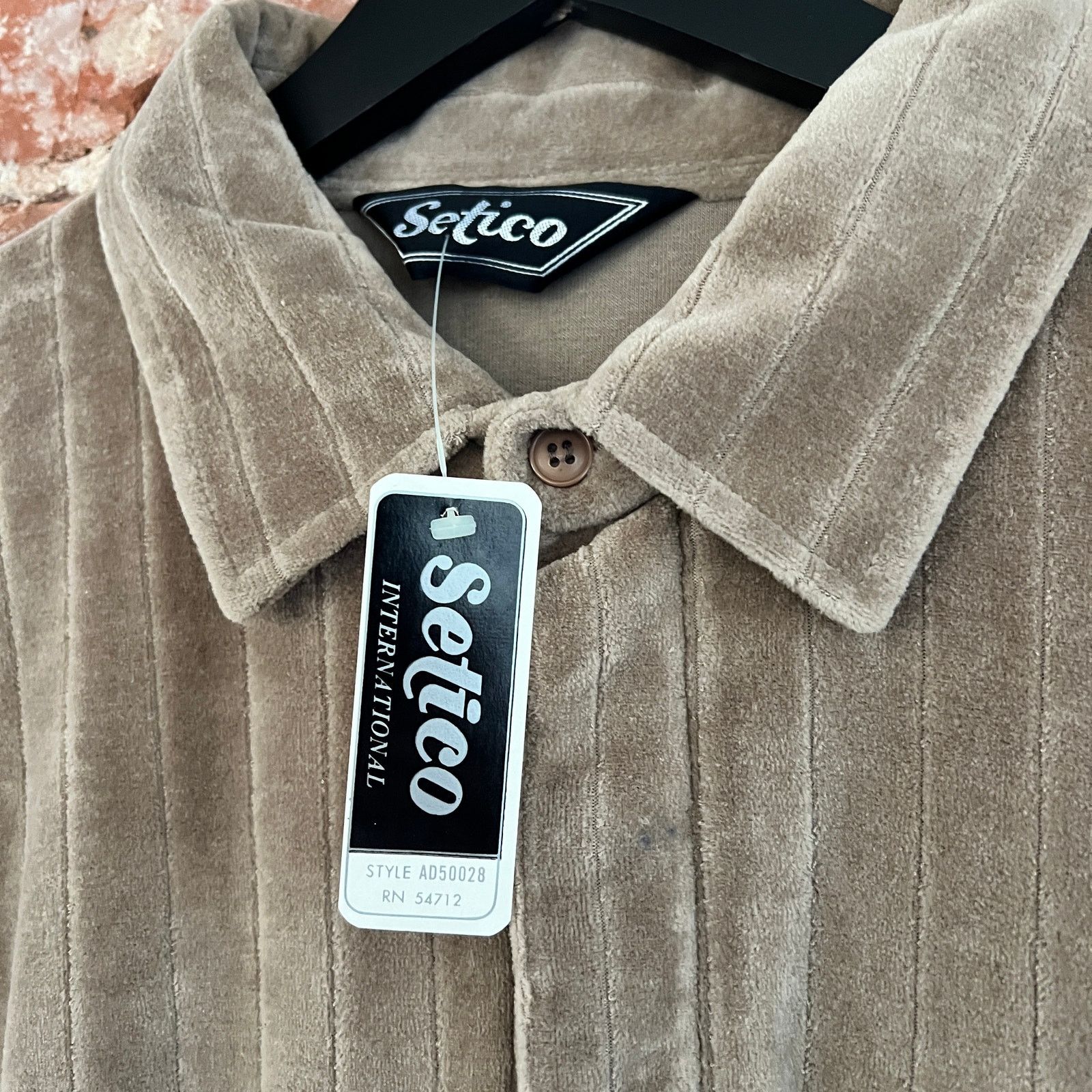 Vintage VTG Velour Setico Kangaroo Pocket Brown Shirt XL 23x38 NWT Size US XL / EU 56 / 4 - 4 Thumbnail