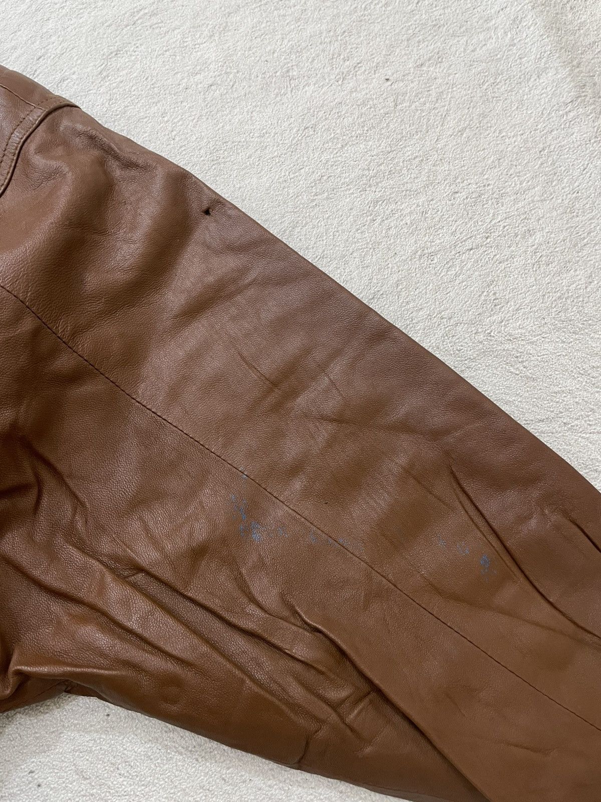 14th Addiction 90s Brown Leather Bomber Jacket Fur Collar Boxy Fit LGB Y2K Size US XL / EU 56 / 4 - 7 Thumbnail