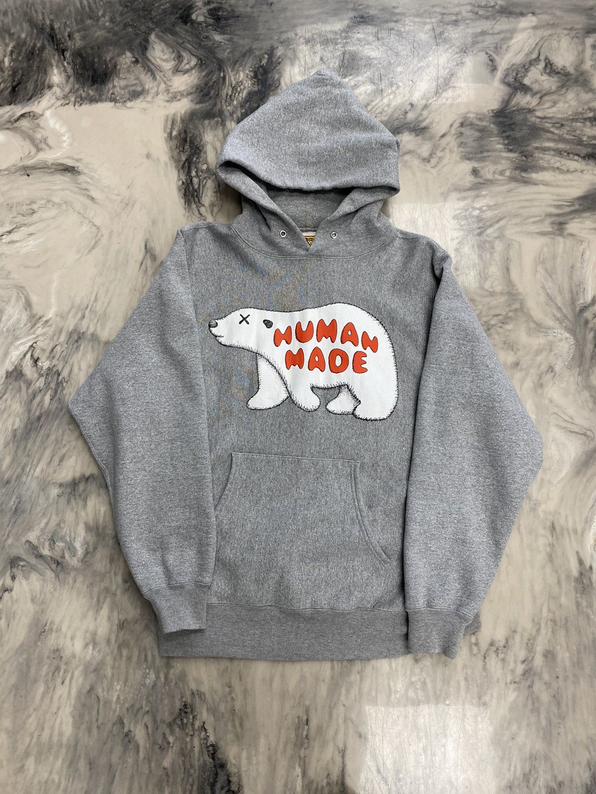 Human Made × Kaws Human Made x Kaws polar bear hoodie grey medium authentic  | Grailed