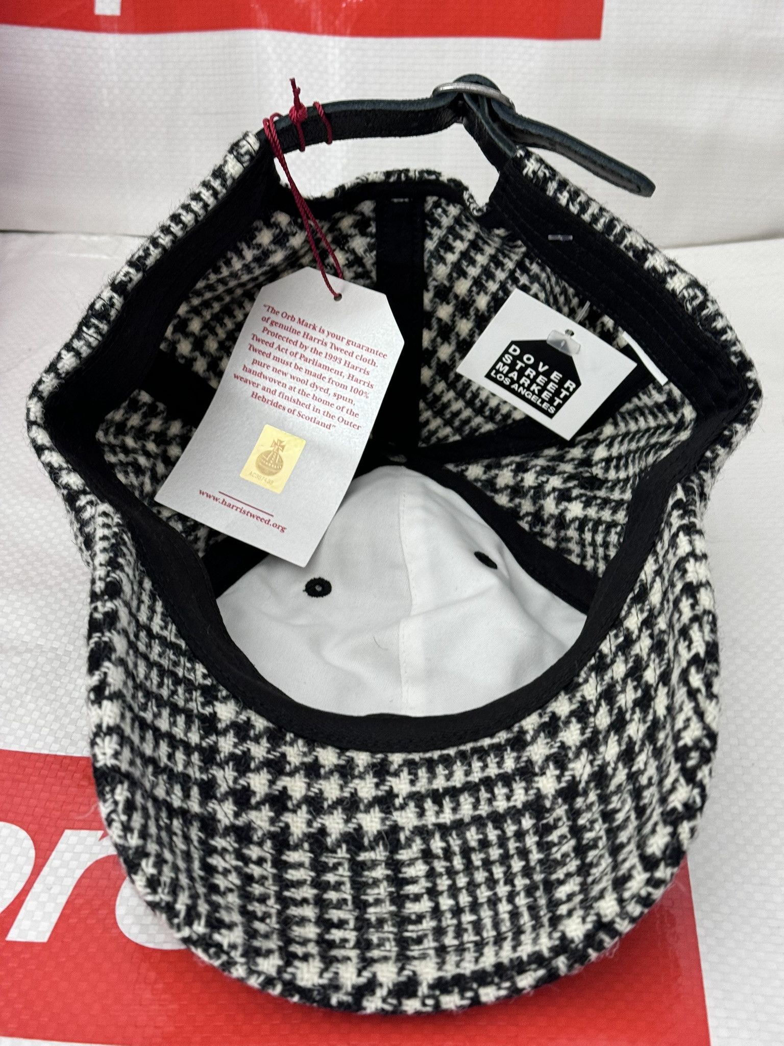 Supreme Harris Tweed Classic Logo 6-Panel Black Multi cap