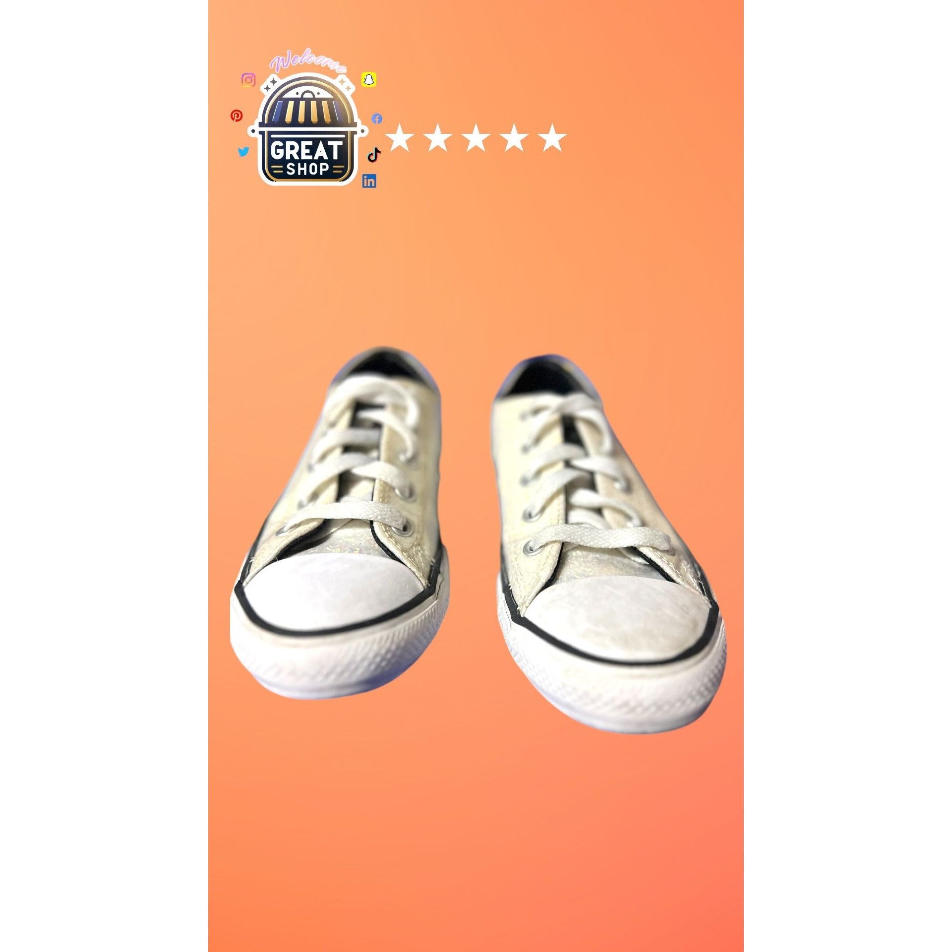 Converse Converse All Star Womens Glitter Low-Top Sneakers Size 7 Whi Size US 7 / IT 37 - 9 Thumbnail