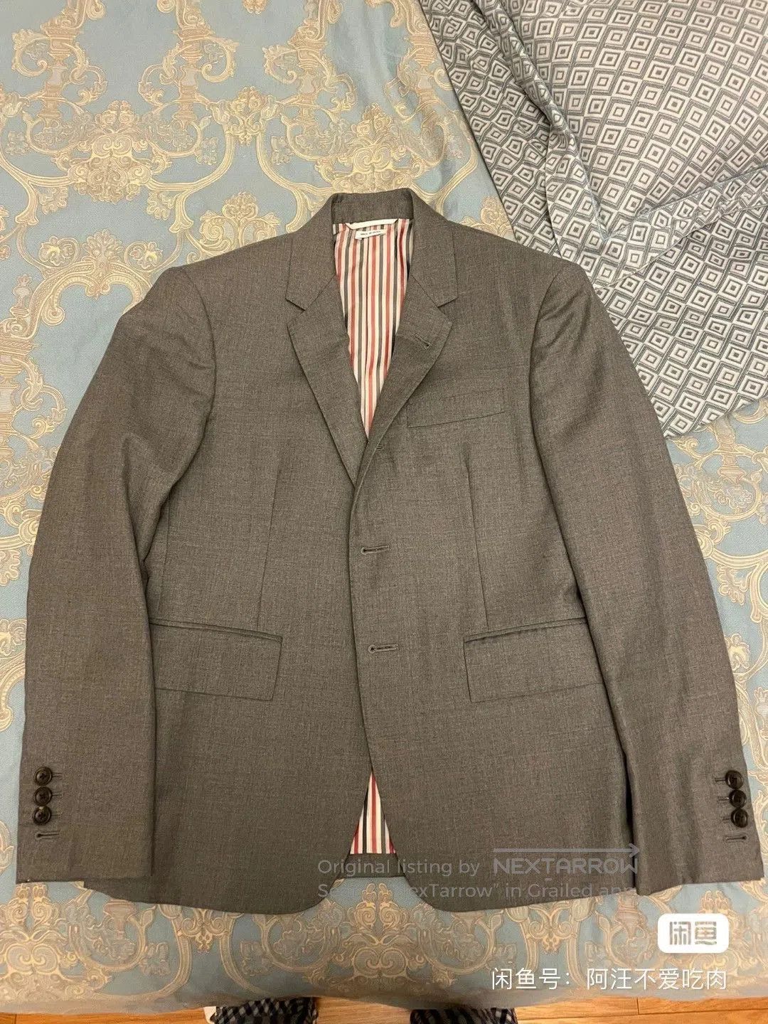 thom browne gray wool suit jacket.