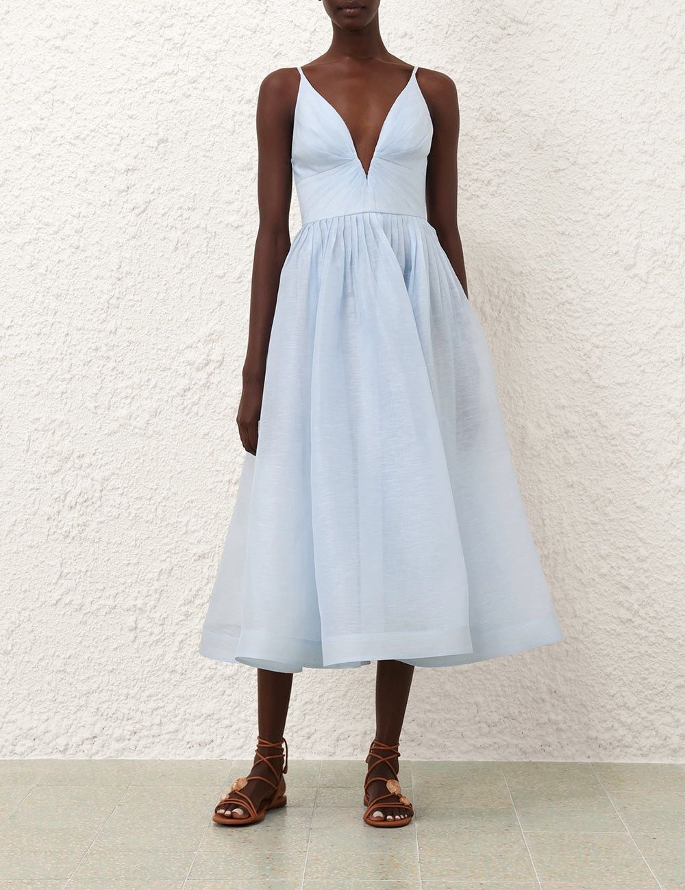 Zimmermann oc11z0226 Illuminate V Neck Midi Dress In Mint Blue Size M / US 6-8 / IT 42-44 - 7 Thumbnail