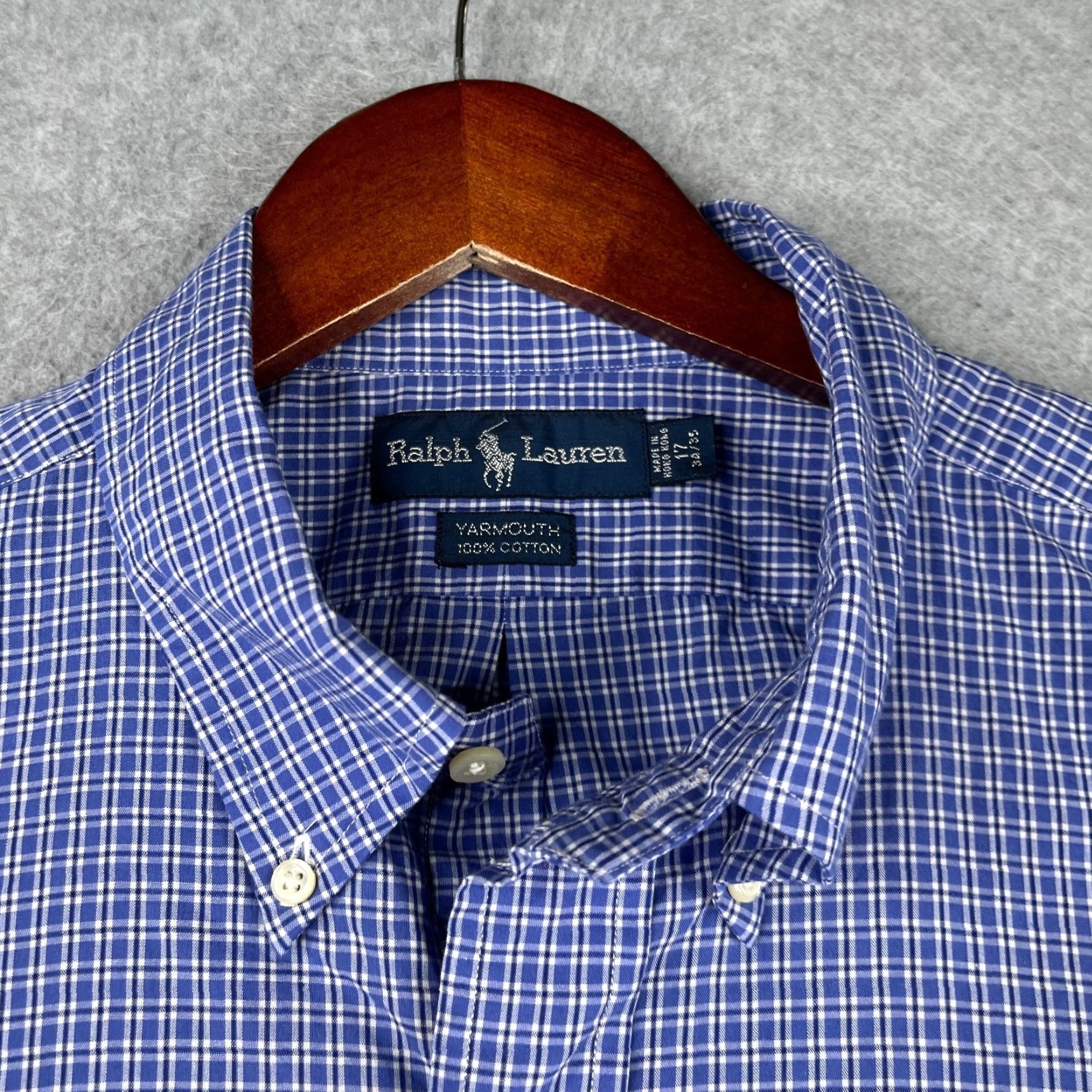 Ralph Lauren Ralph Lauren Yarmouth Shirt Mens 17 Blue Check Casual Button Down Long Sleeve Size US XL / EU 56 / 4 - 4 Thumbnail