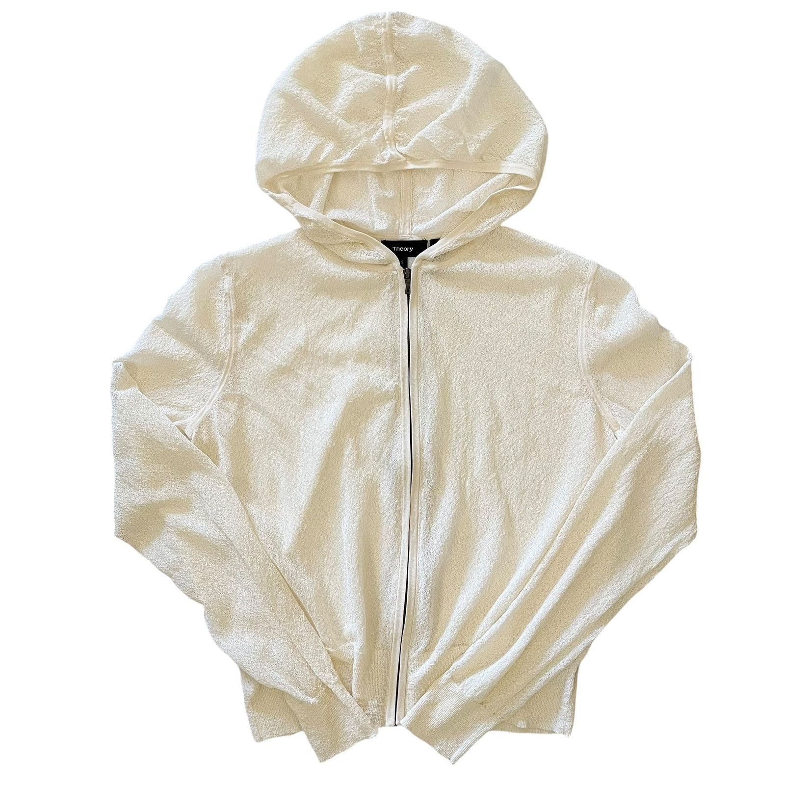 Theory Theory Hodina B Crimp Knit Ivory-White Mesh Hoodie Sweater Size S / US 4 / IT 40 - 1 Thumbnail