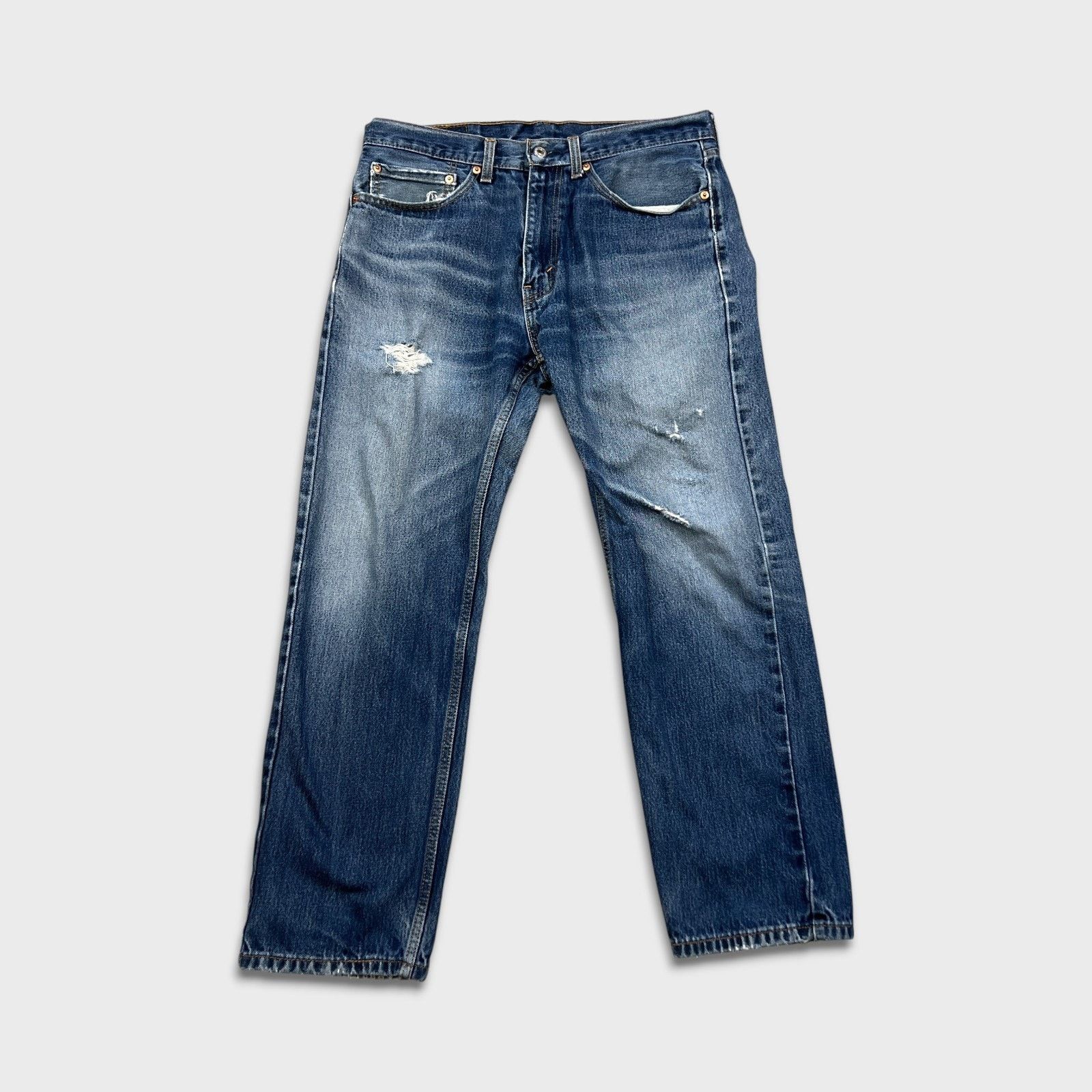 Levi's Levi's 505 Jeans 34x30 Blue Regular Straight Leg Distress Size US 34 / EU 50 - 1 Thumbnail