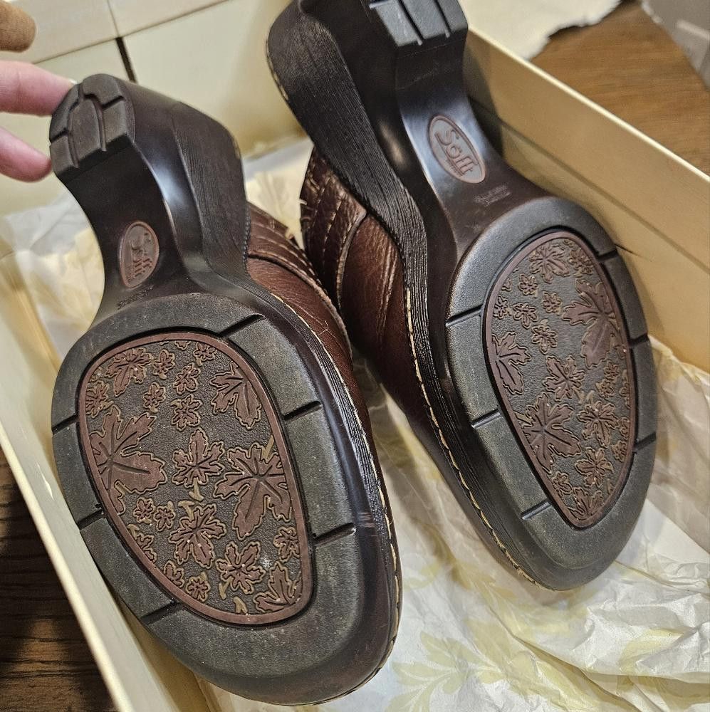 SOFTMACHINE Söfft Brown Leather Clogs - Comfortable Slide-On Shoes Size US 7.5 / IT 37.5 - 8 Thumbnail