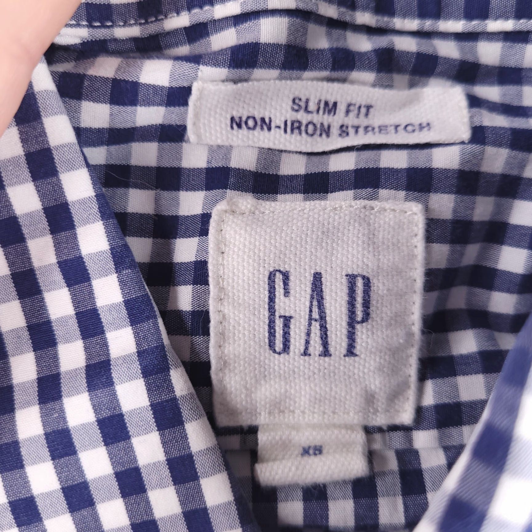 Gap Gap Shirt Mens XS Button-Up Collar Long Sleeve Check Blue Slim Fit Size US XS / EU 42 / 0 - 2 Thumbnail