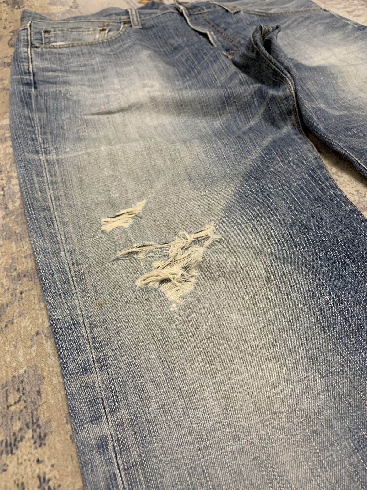 Edwin Vintage Edwin Distressed Baggy Jeans W37x29.5 Size US 37 - 3 Thumbnail