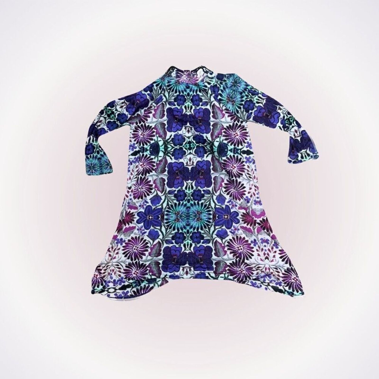 Free People Free People Floral High Neck Turtleneck Mini Dress | Sz XS Size XS / US 0-2 / IT 36-38 - 1 Thumbnail