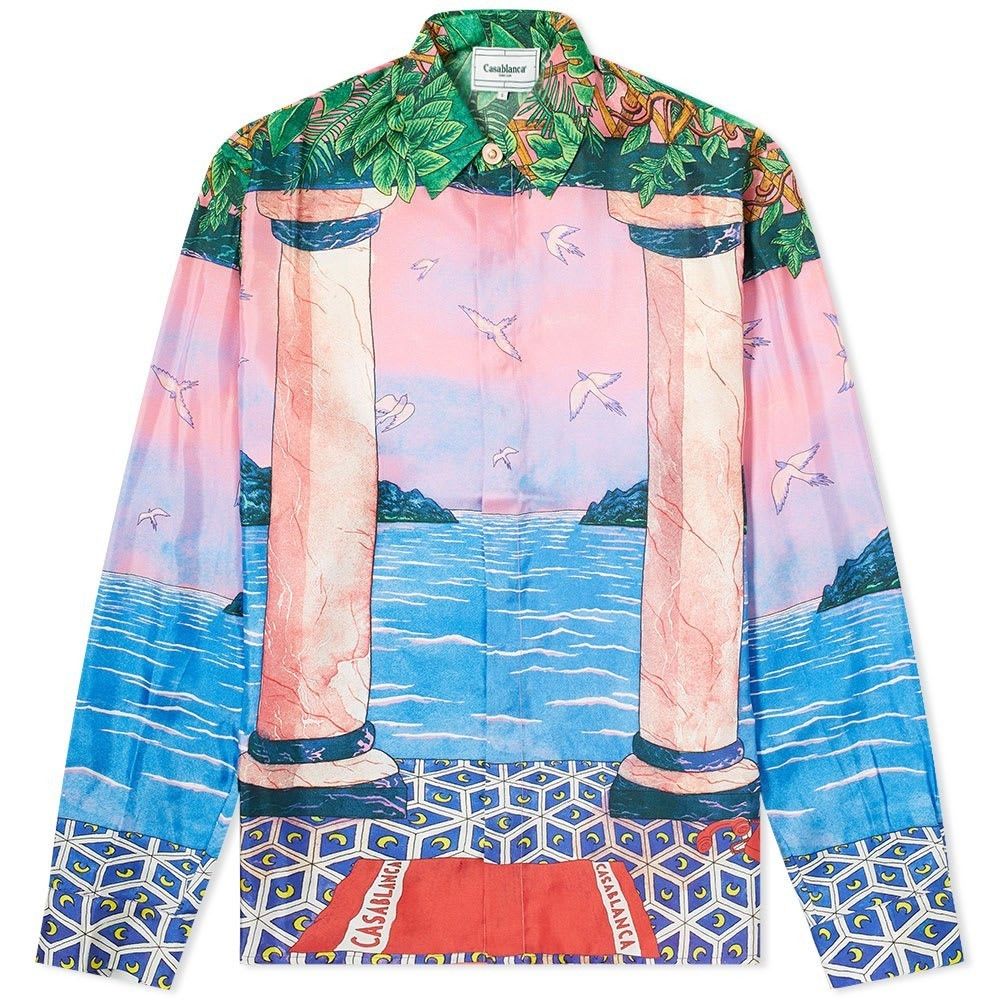 Casablanca Debut Runway (2019 Archive) Moca Sunset Silk Shirt Size US L / EU 52-54 / 3 - 4 Thumbnail