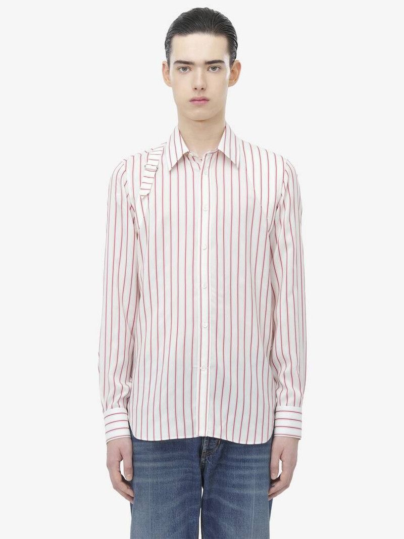 Alexander McQueen o1srvl11e0226 Striped Harness Shirt In Ivory/Red Size US XL / EU 56 / 4 - 2 Thumbnail