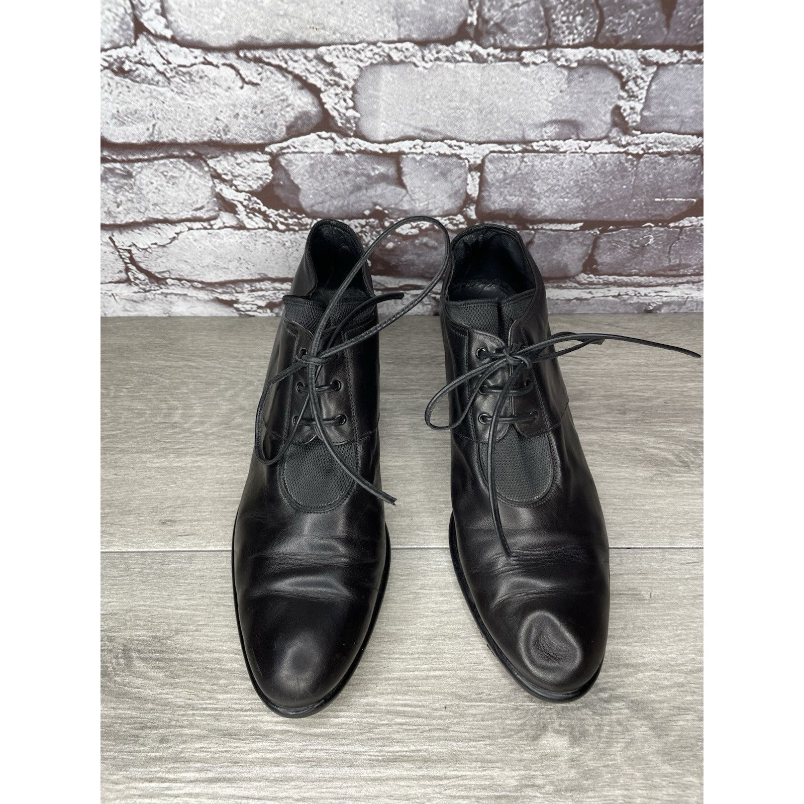 Other Donn Adriana Black Leather Lace Up Oxford Heel Shoes Women S Size US 9.5 / IT 39.5 - 3 Thumbnail