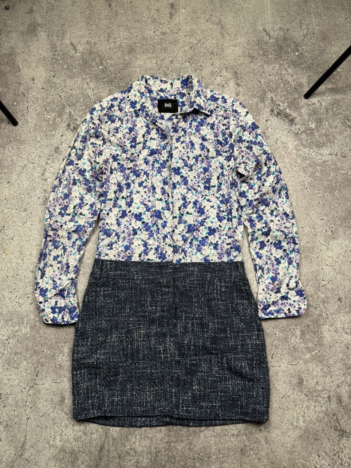 Dolce & Gabbana Dolce Gabbana D&G Floral Tweed Shirt/Skirt Dressed Rare Size S / US 4 / IT 40 - 1 Thumbnail