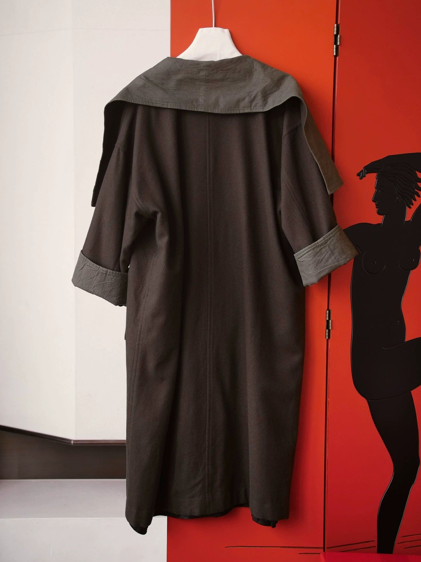 Vintage Vintage Military Green Wool Oversized Robe Unisex Lined Size ONE SIZE - 4 Thumbnail