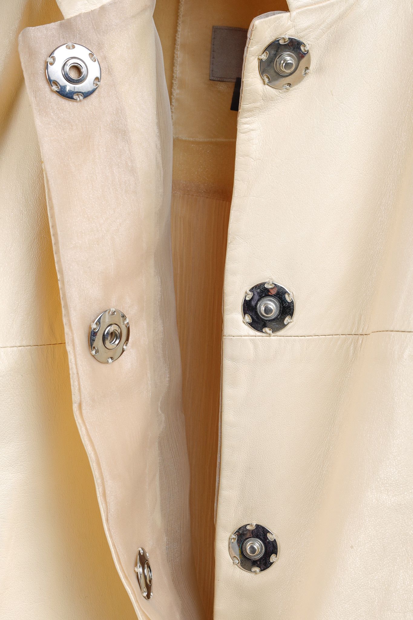 Sportmax Sportmax Embroidered Beige Leather Box Jacket Size L / US 10 / IT 46 - 10 Thumbnail