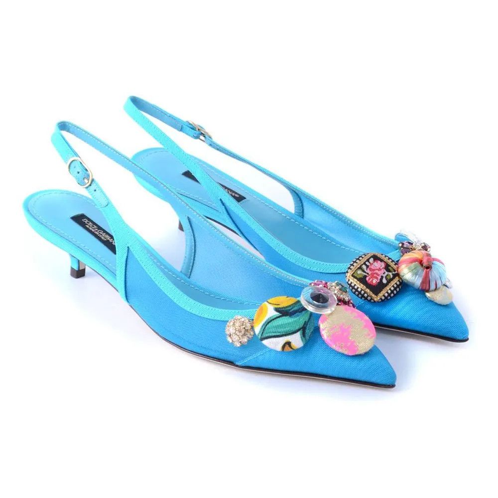 Dolce & Gabbana o1y0925 Spike Heel Pumps in Azure Size US 6.5 / IT 36.5 - 4 Thumbnail
