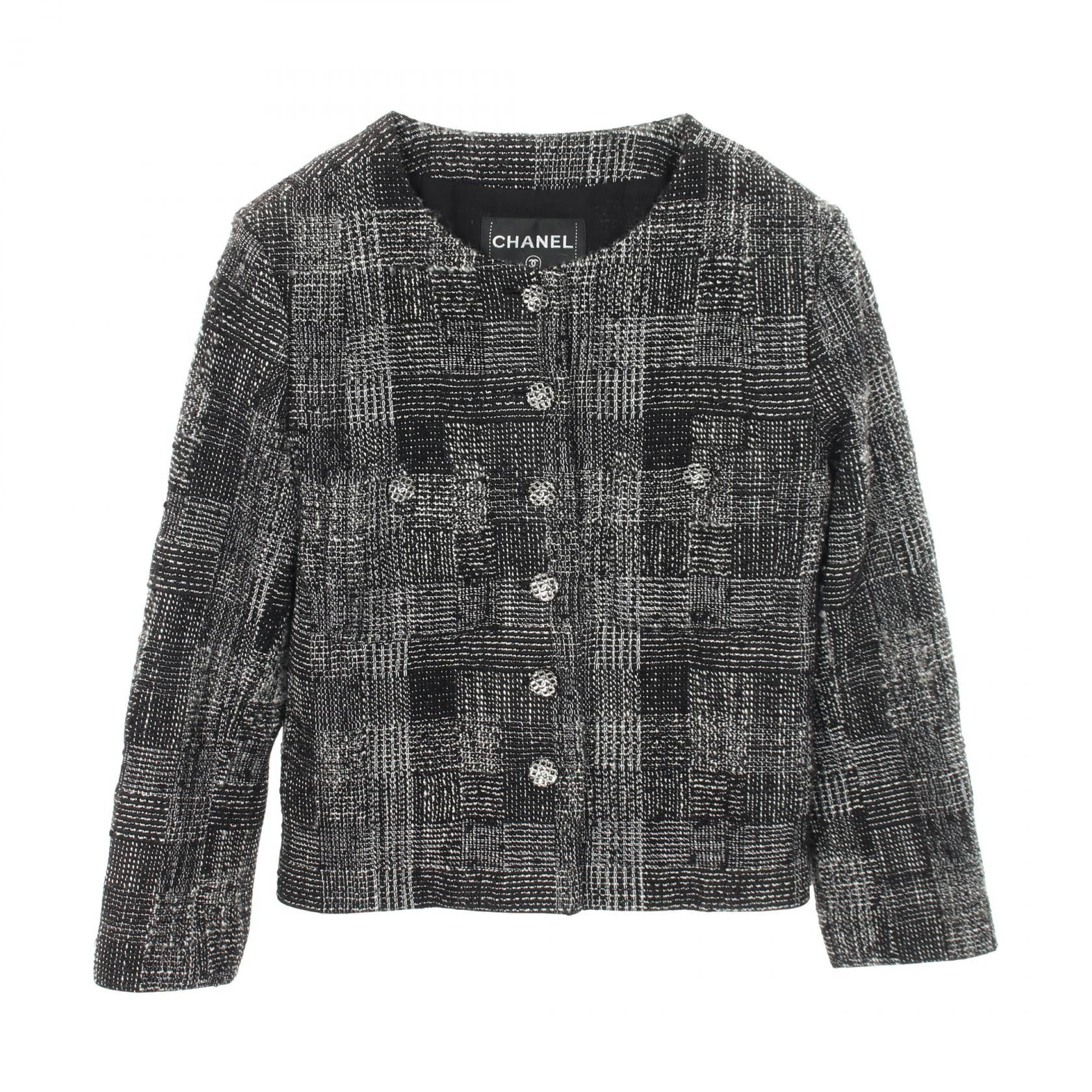 Chanel Chanel Chanel Coco Mark Button Tweed Collarless Jacket Textile Outerwear P73194V64514 DUTY FREE for USA Size ONE SIZE - 1 Thumbnail