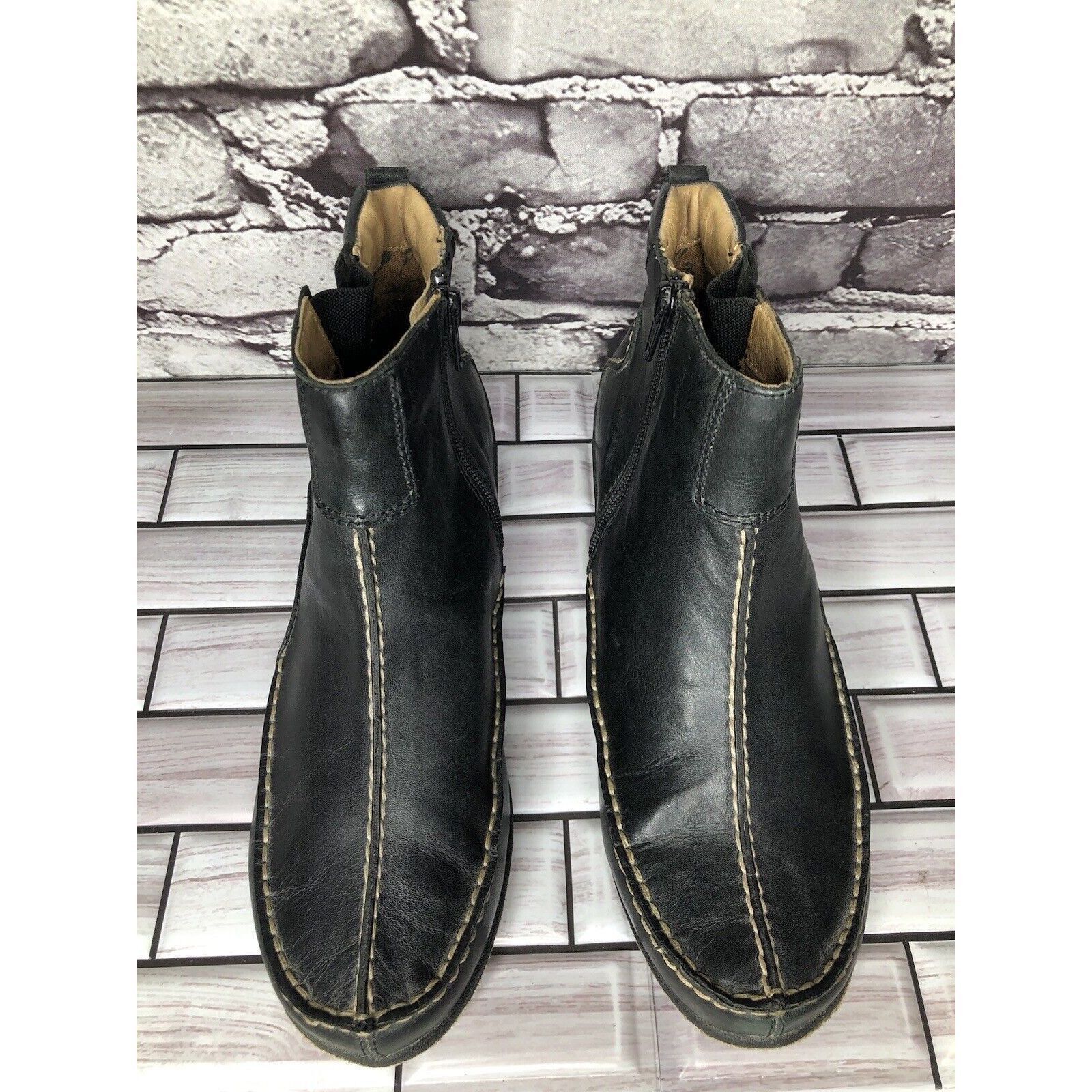 Hush Puppies Hush Puppies Black Leather Side Zip Casual Ankle Booties Wom Size US 8.5 / IT 38.5 - 15 Thumbnail
